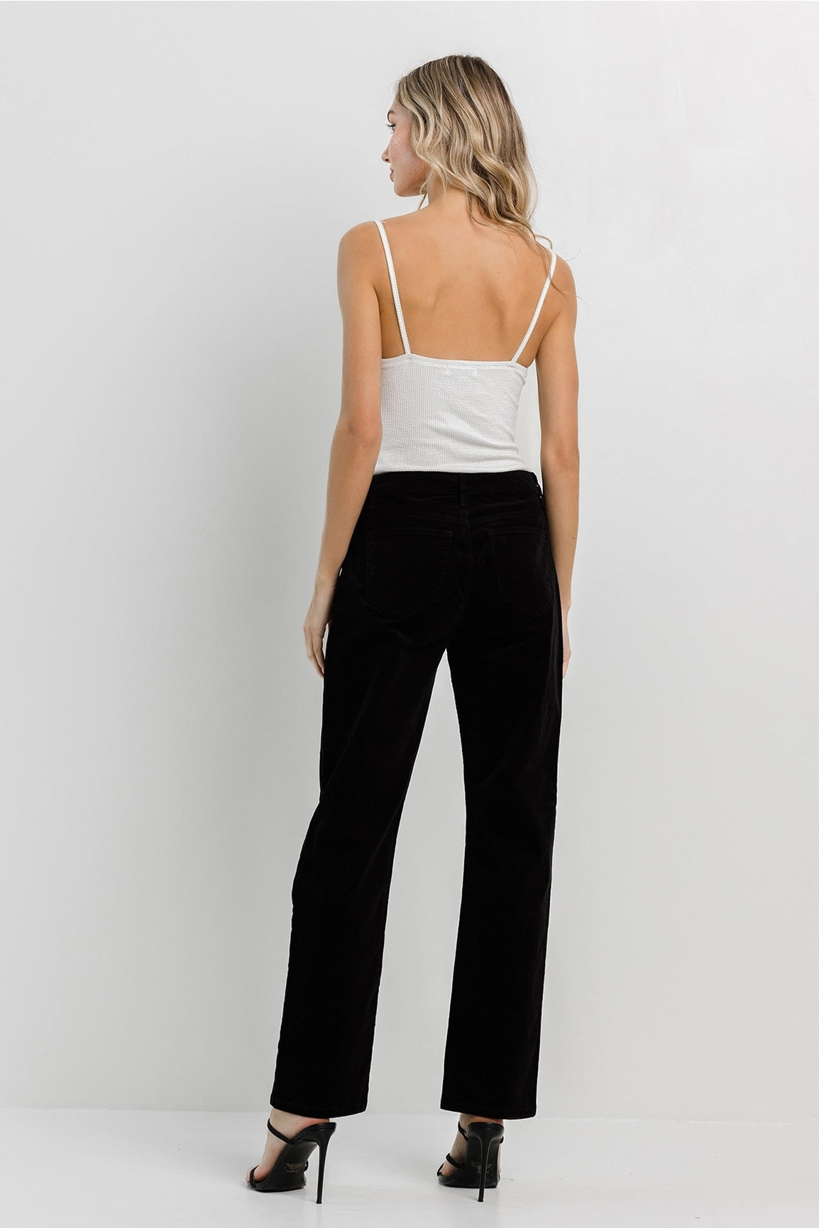 OLIVE CORDUROY STRAIGHT PANTS