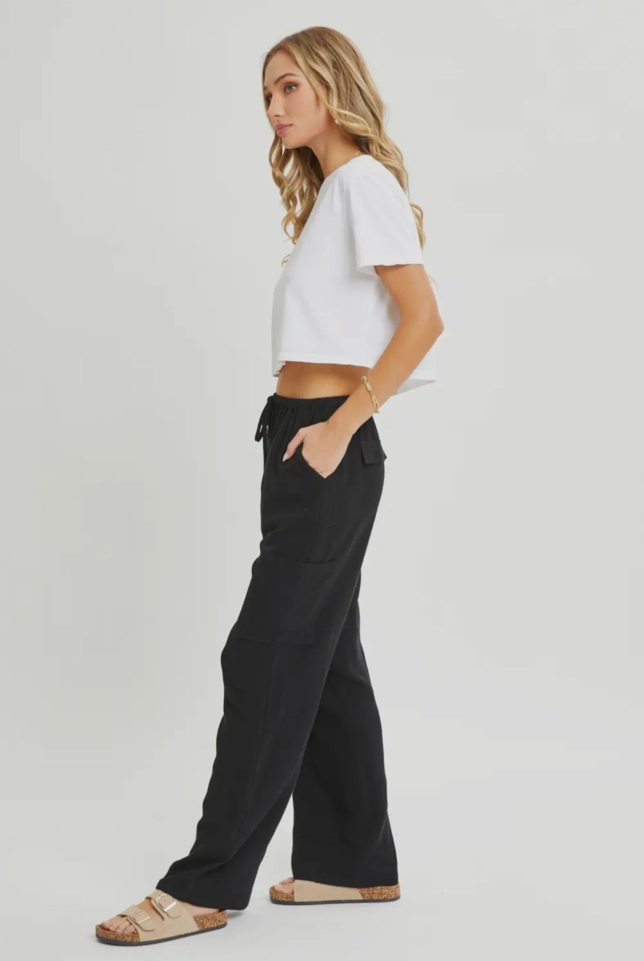 LINEN BLEND PULL ON PANTS more colors available