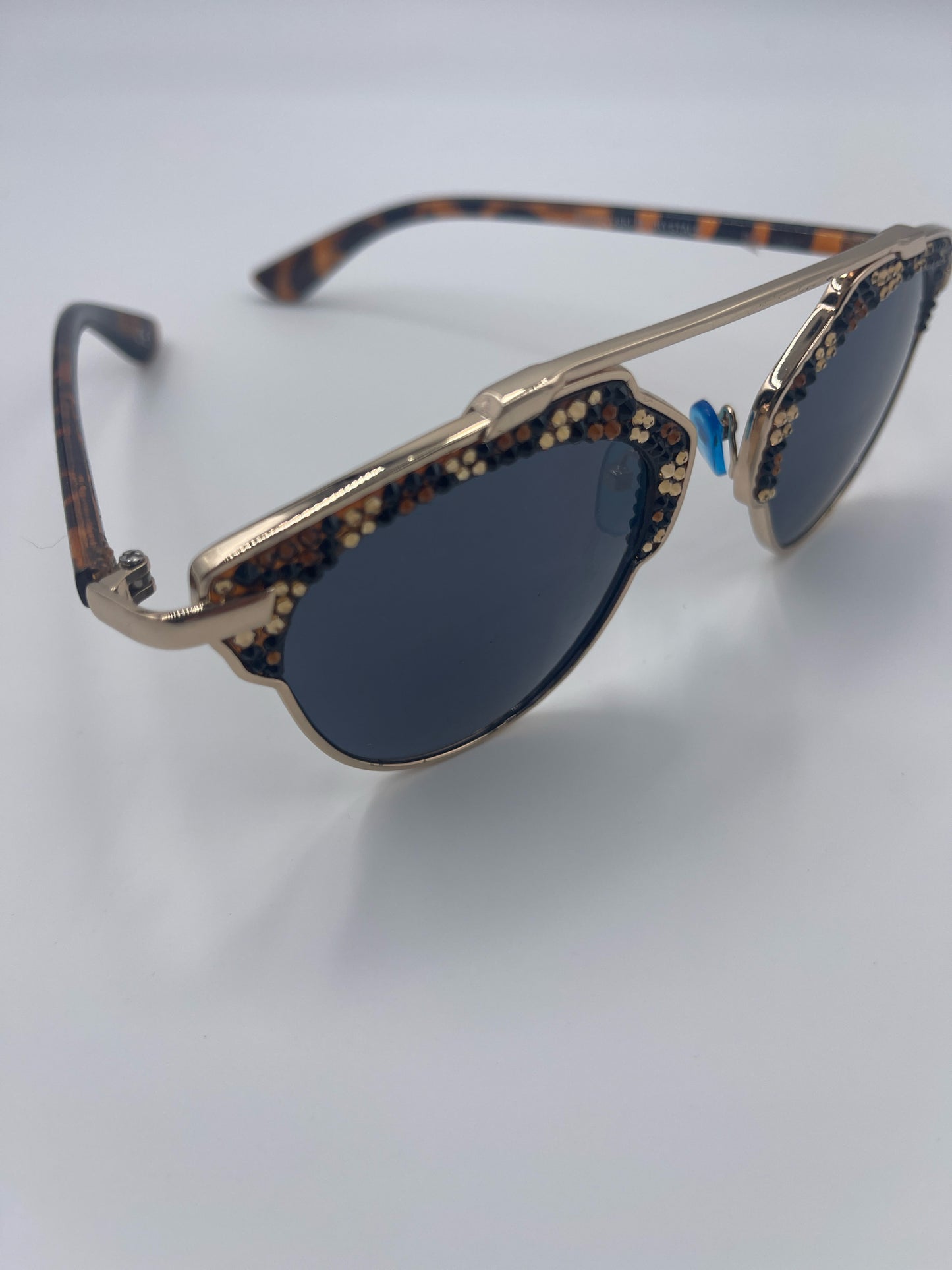 JIMMY CRYSTAL NEW YORK HELENA BROWN LEOPARD CRYSTAL SUNGLASSES
