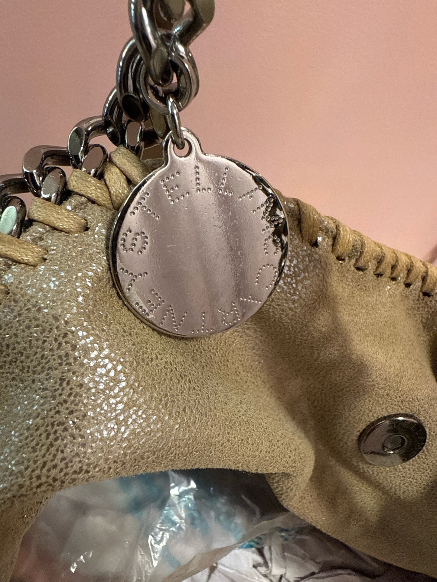 Stella McCartney taupe vegan suede shoulder bag