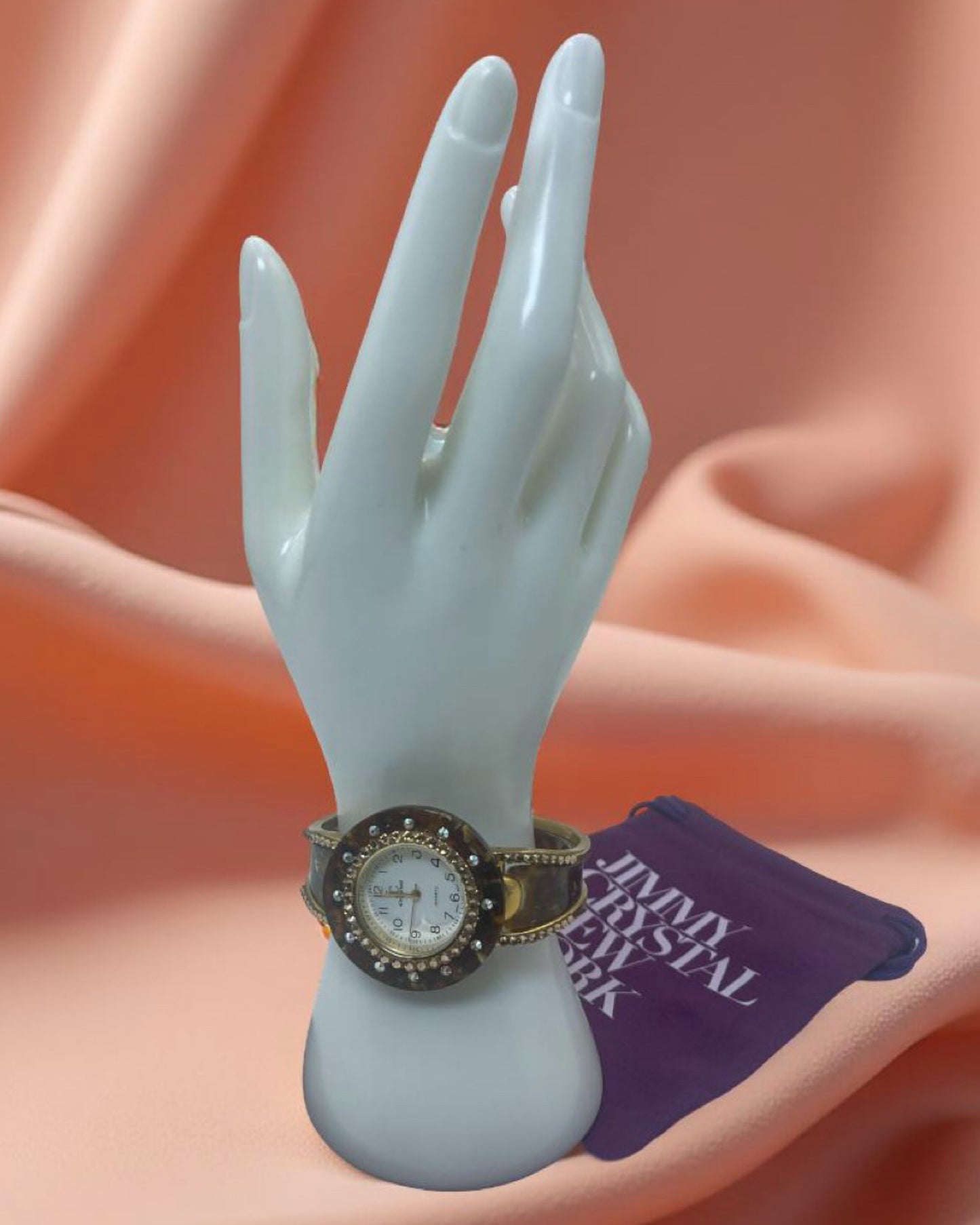 JIMMY CRYSTAL NEW YORK BROWN AND GOLD WATCH