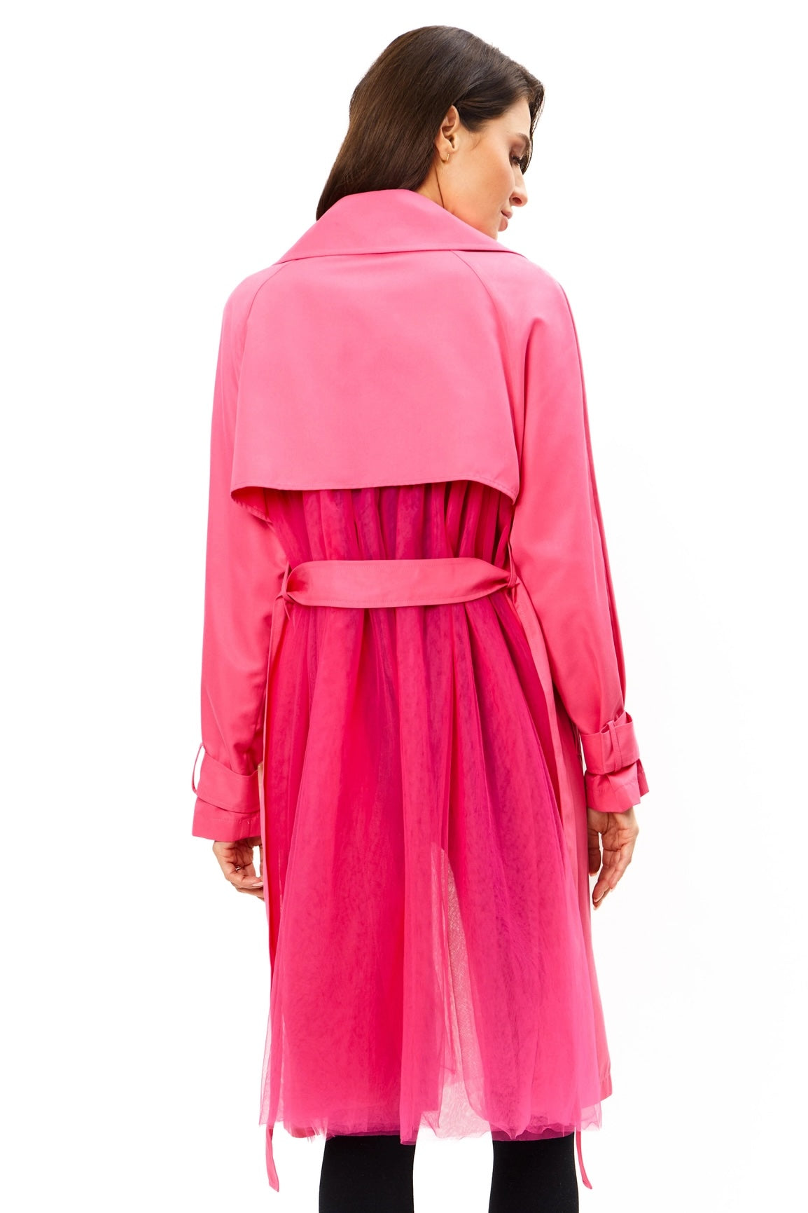 PINK BELTED LIGHTWEIGHT COAT S