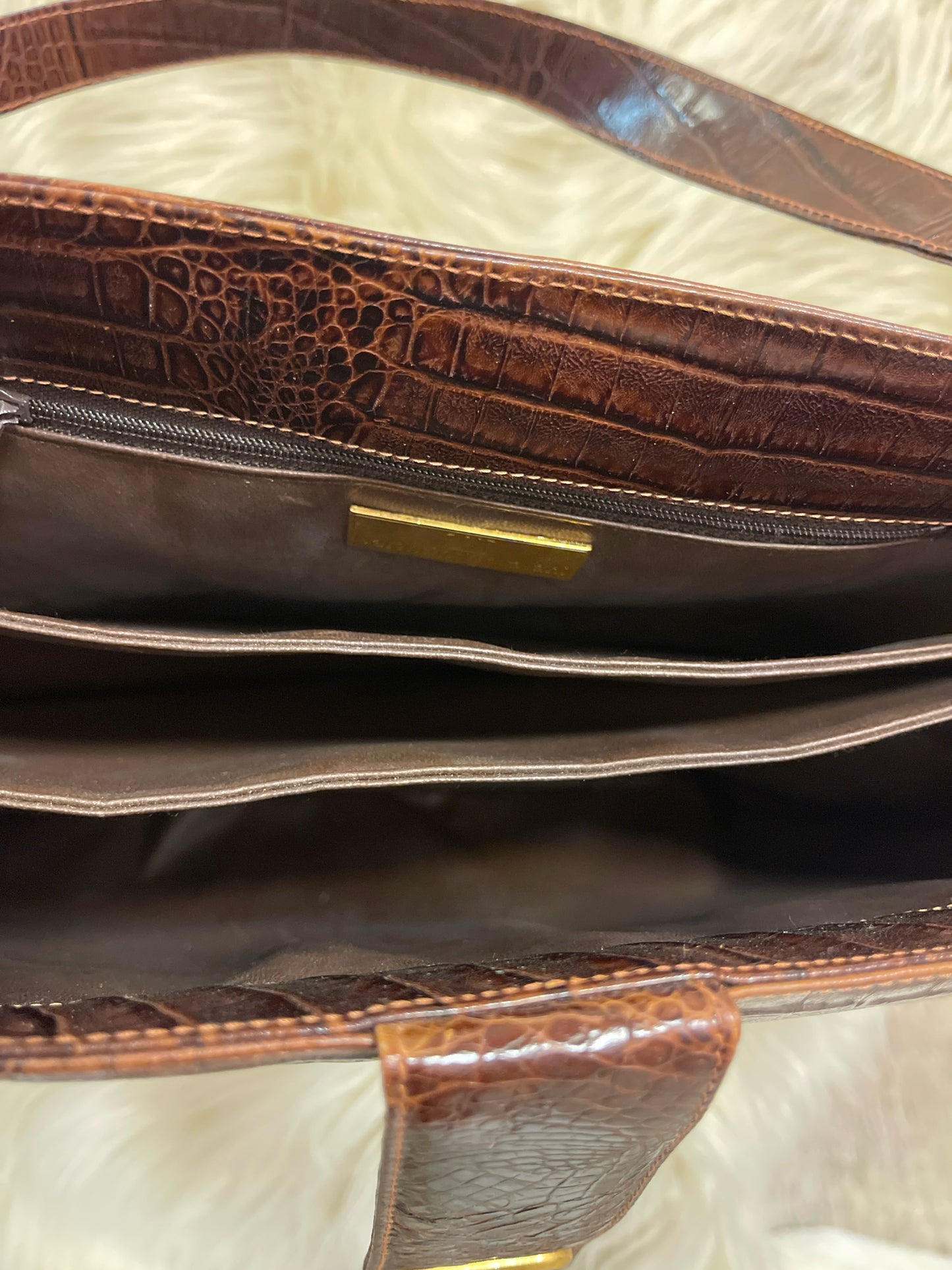 VALENTINO GARAVANI BROWN EMBOSSED TOTE