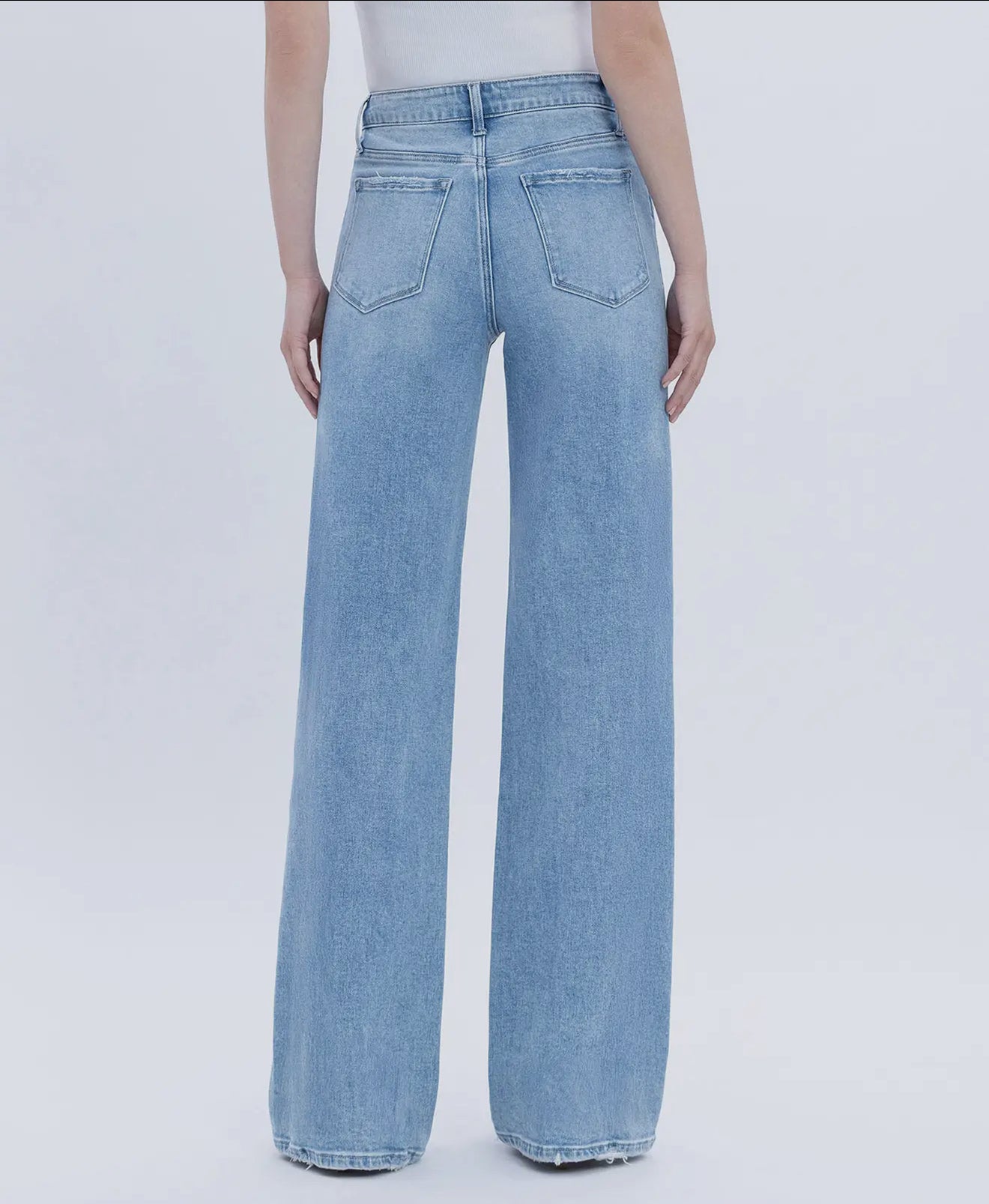 High rise full length wide jeans advantageous