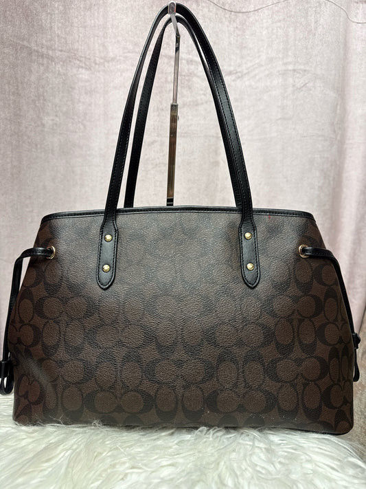 Coach Signature Drawstring Carryall Bag in Brown and Black F57842