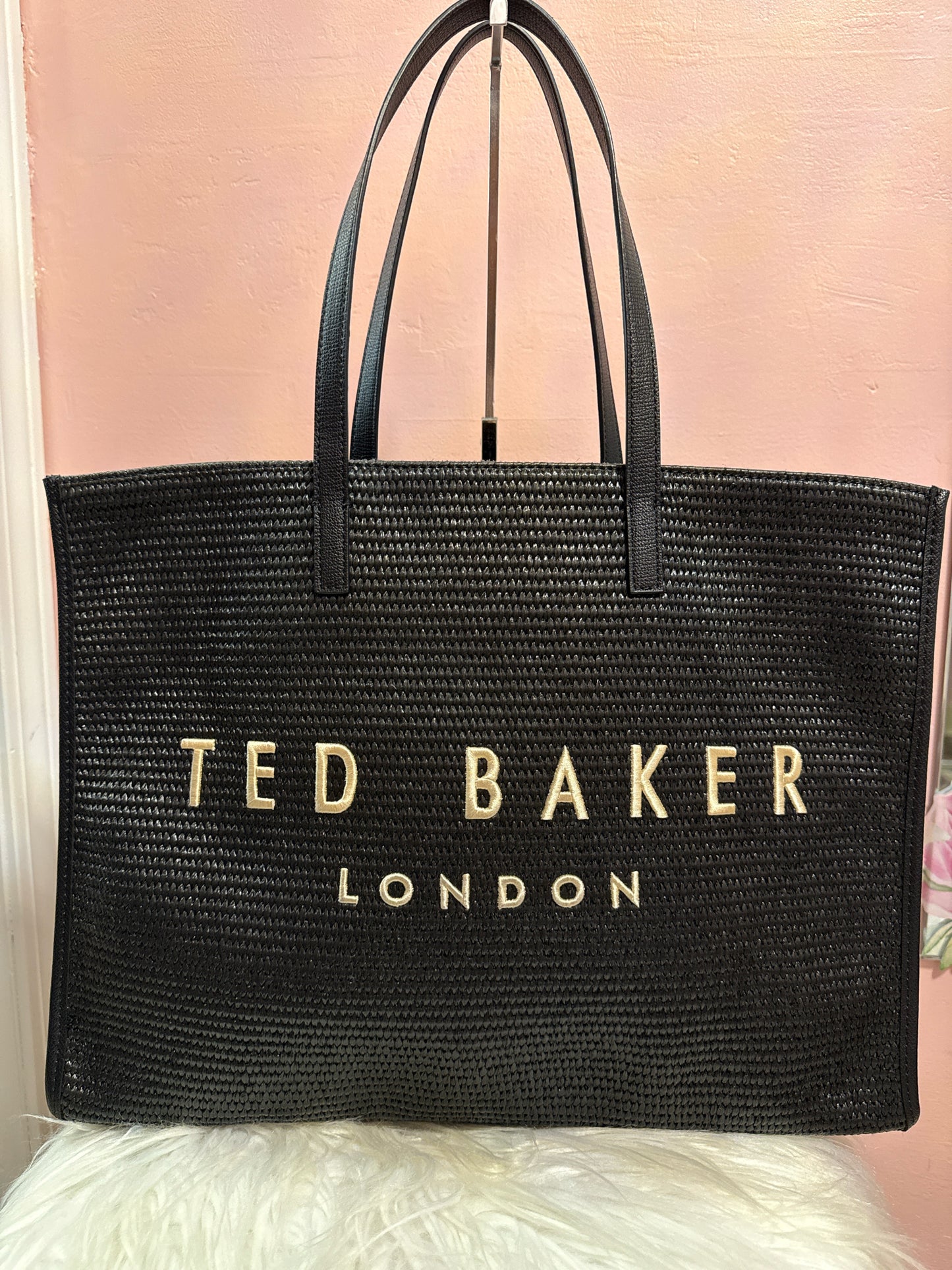 Ted Baker black icon leather tote bag