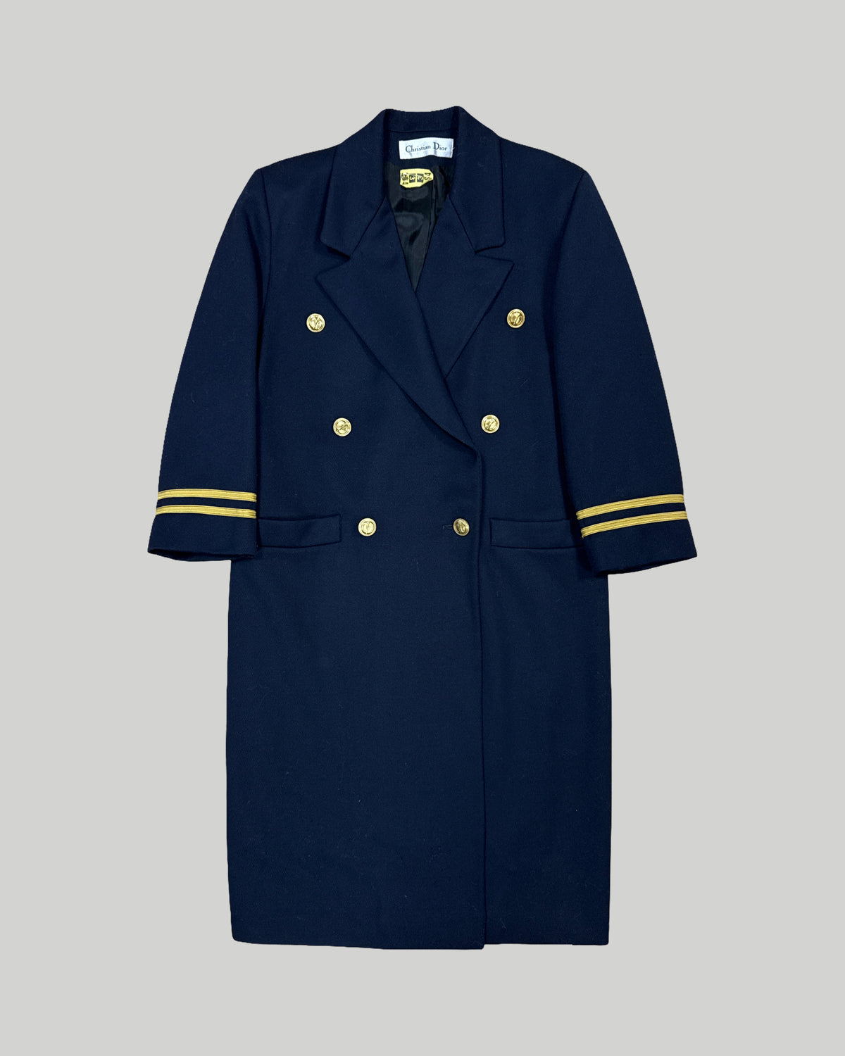 Christian Dior Pre-Owned Navy With Gold Trim Coat