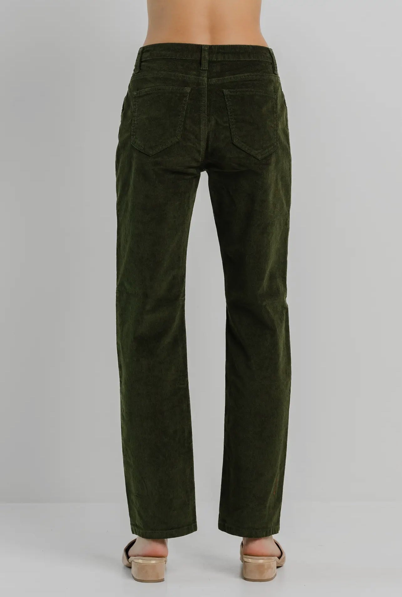 OLIVE CORDUROY STRAIGHT PANTS
