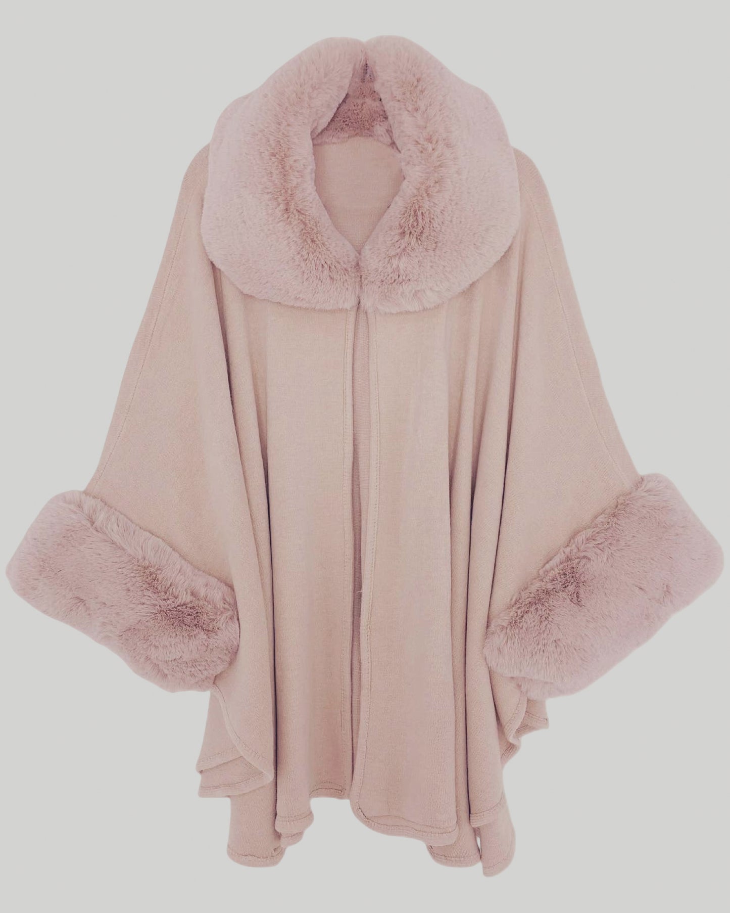 Light Pink Faux Collar and Cuff Poncho