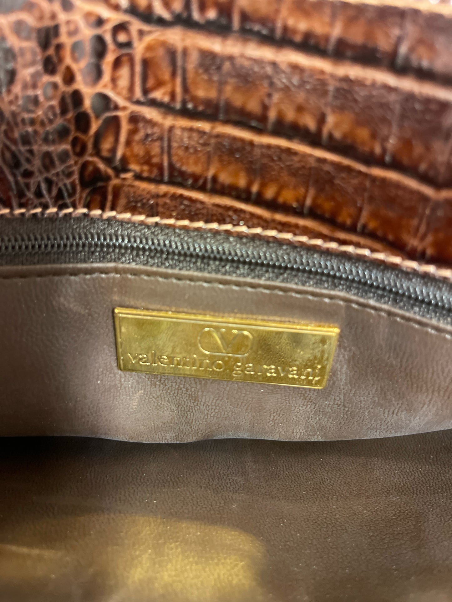 VALENTINO GARAVANI BROWN EMBOSSED TOTE