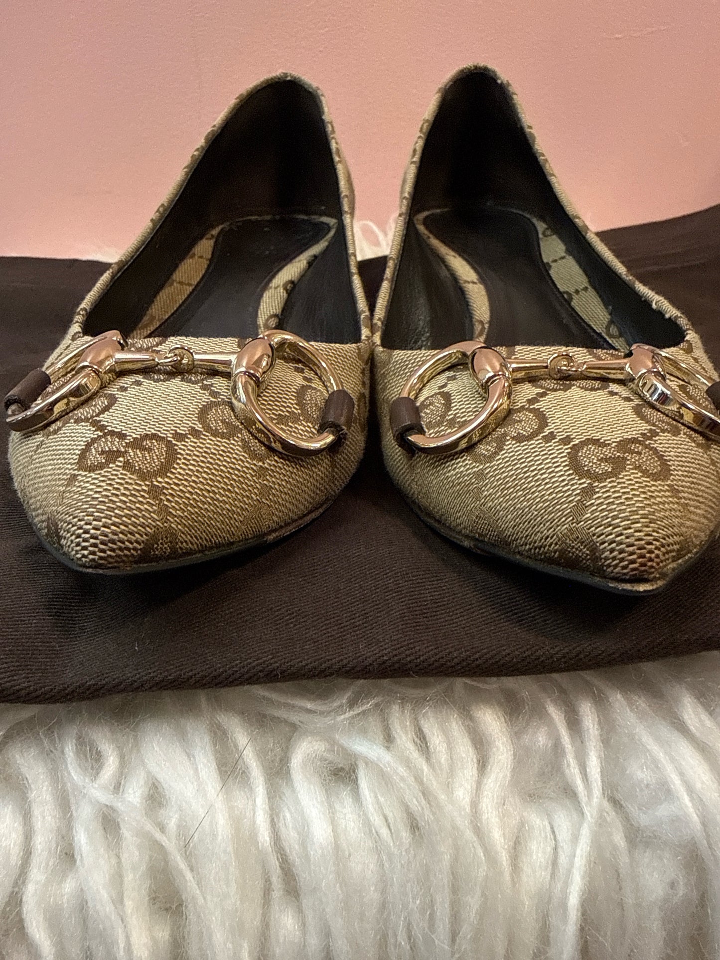 Gucci Monogram Kitten Heel Pumps