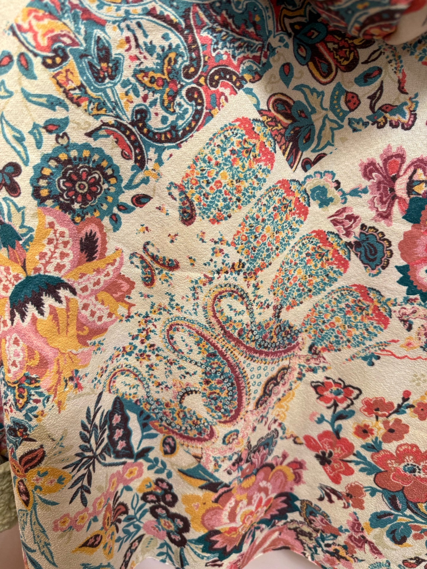 Boho Paisley Floral Sherpa Lined Hooded Jacket