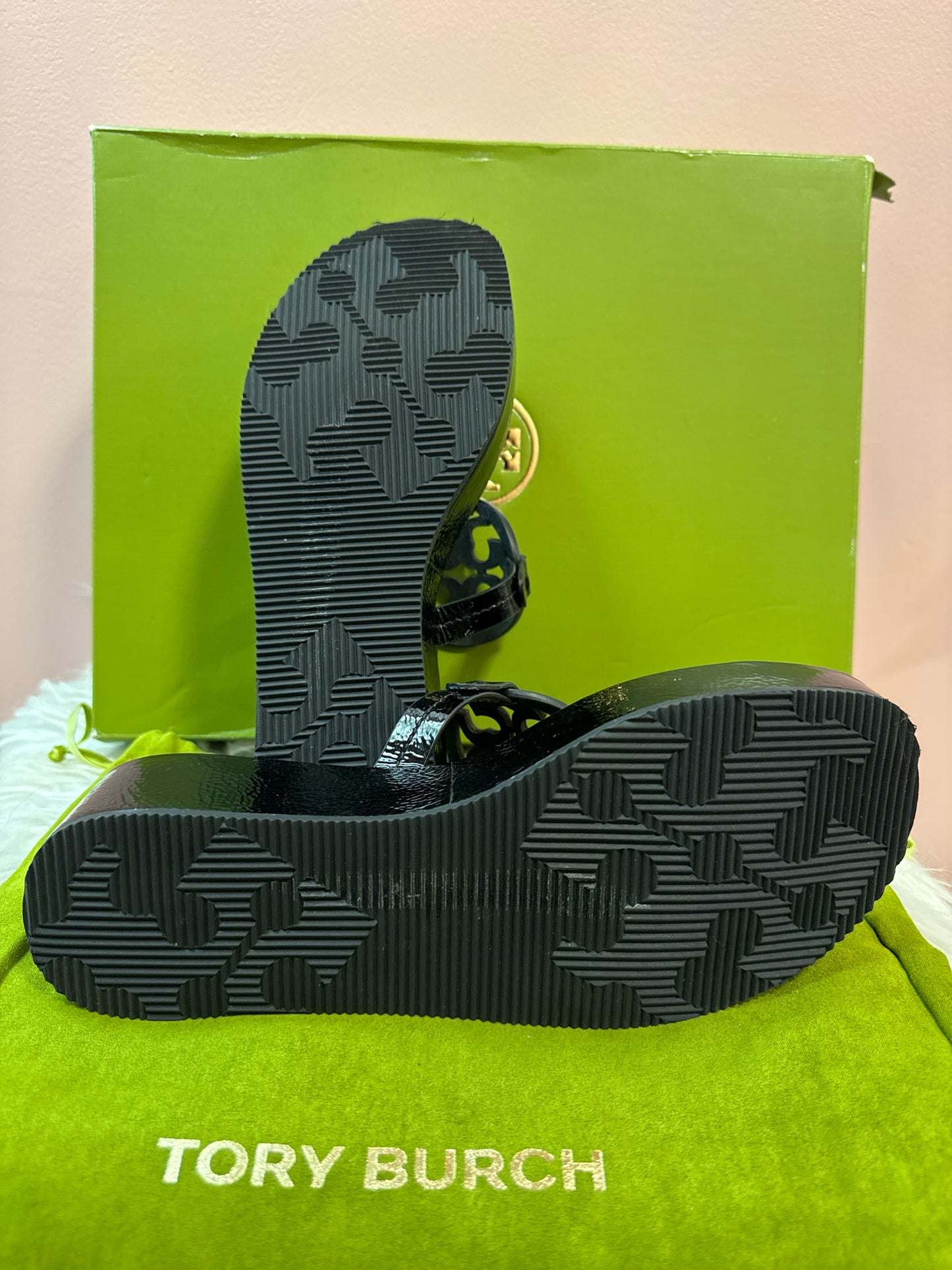 Tory Burch Miller Wedge Patent Leather Sandals