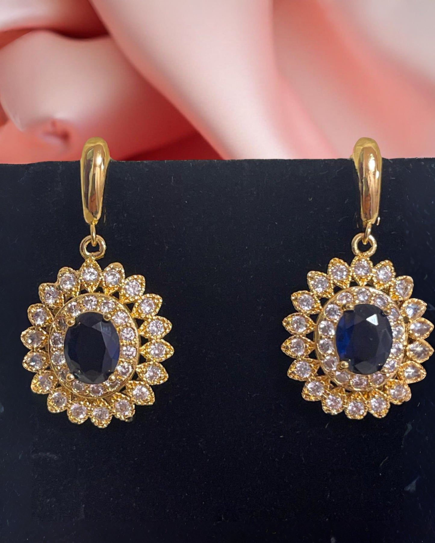 STAUER AZURE SKIES GOLD TONE EARRINGS WITH JEWELRY BAG