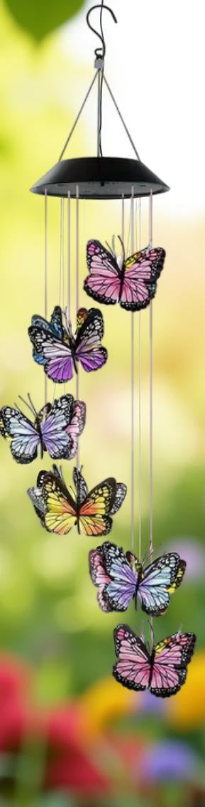 BUTTERFLY SOLAR WIND CHIME MULTI COLOR