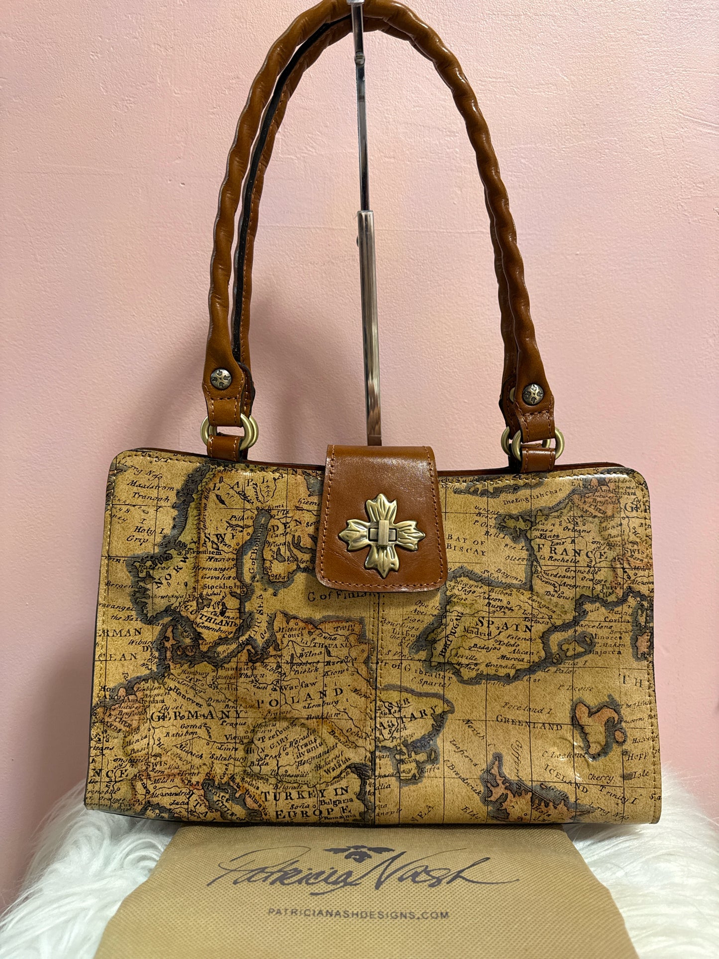 Patricia Nash Rosina European map shoulder bag with dust bag
