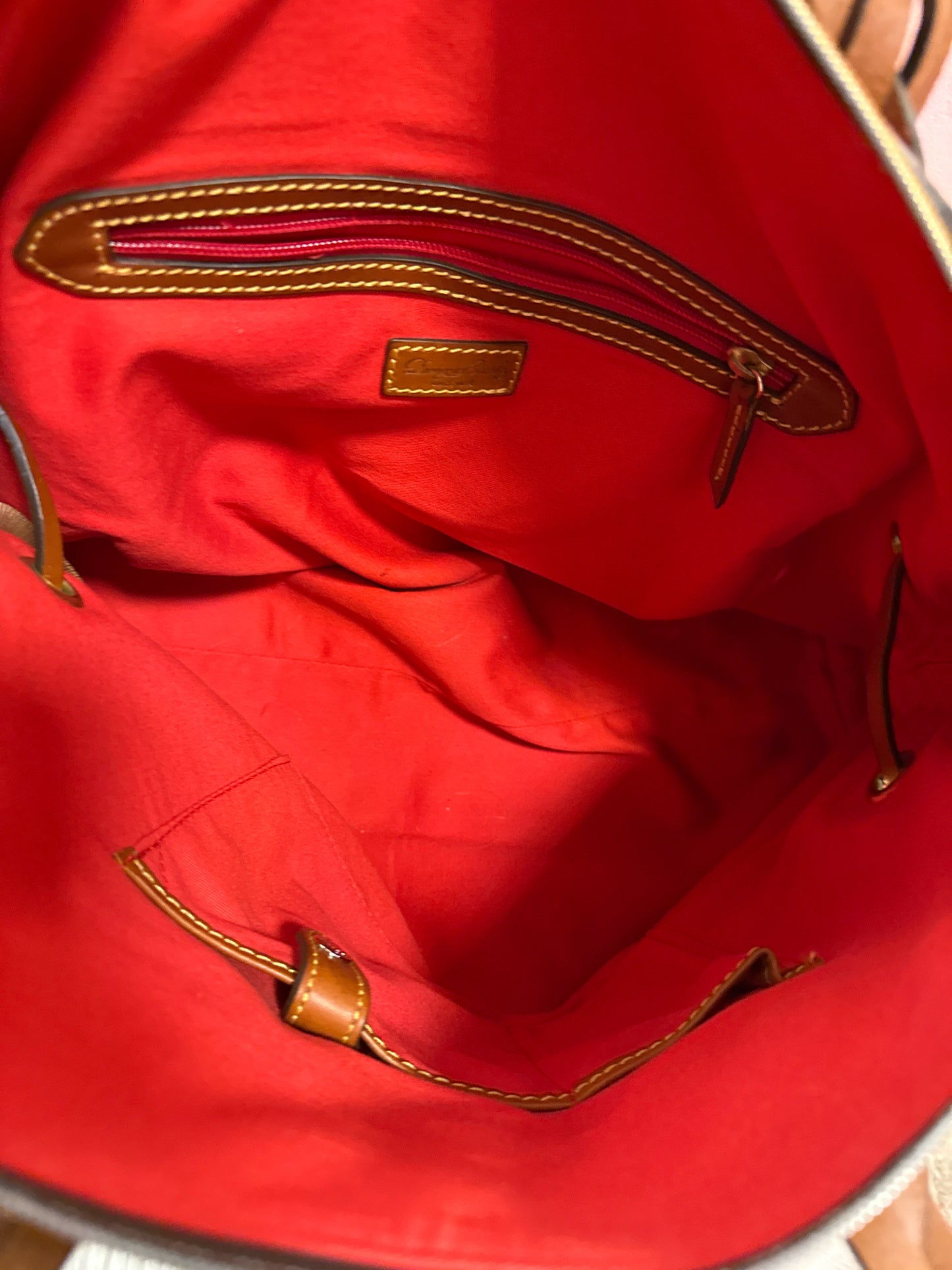 Dooney and Bourke large red domed satchel, braided handles