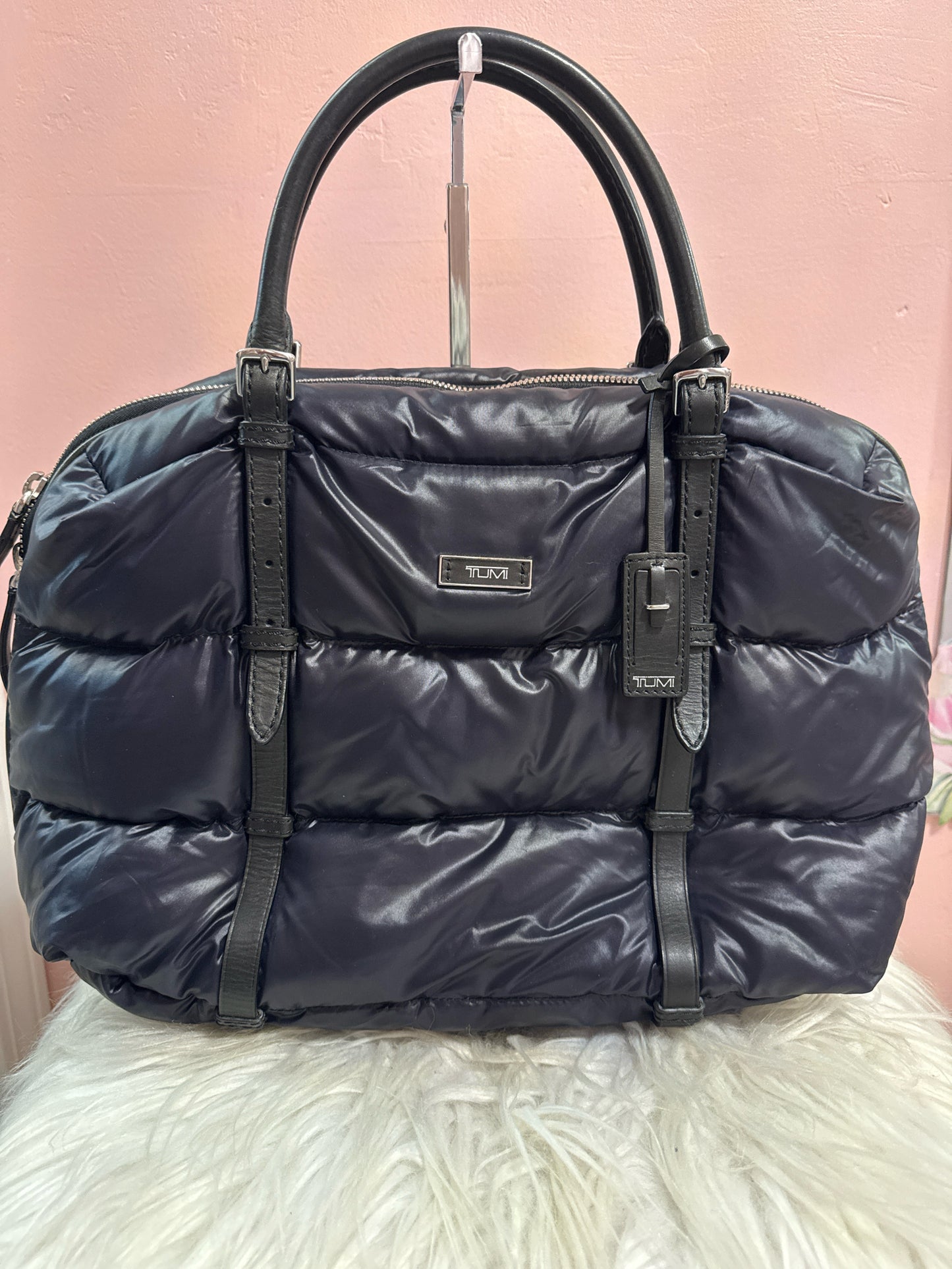 Tumi navy puffer weekender/travel/computer bag