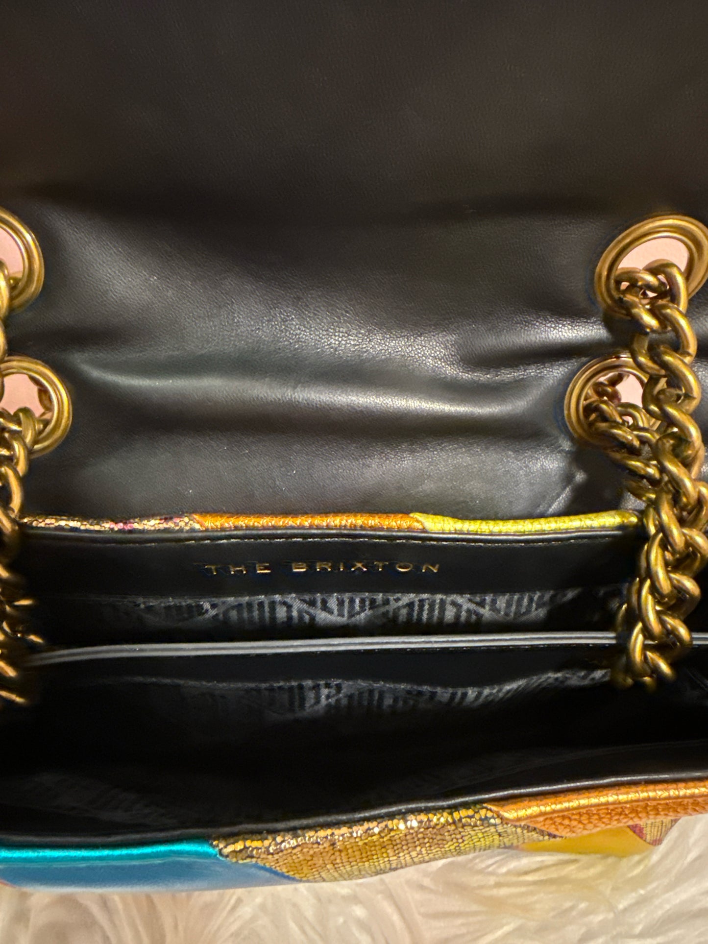 Kurt Geiger Brixton metallic and animal print cross body/shoulder bag