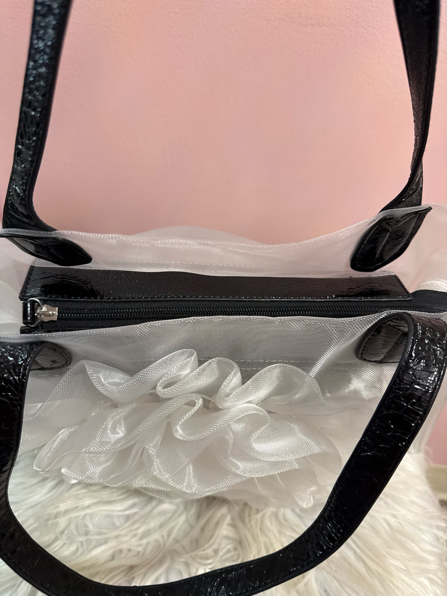 White mesh flower shoulder/handbag