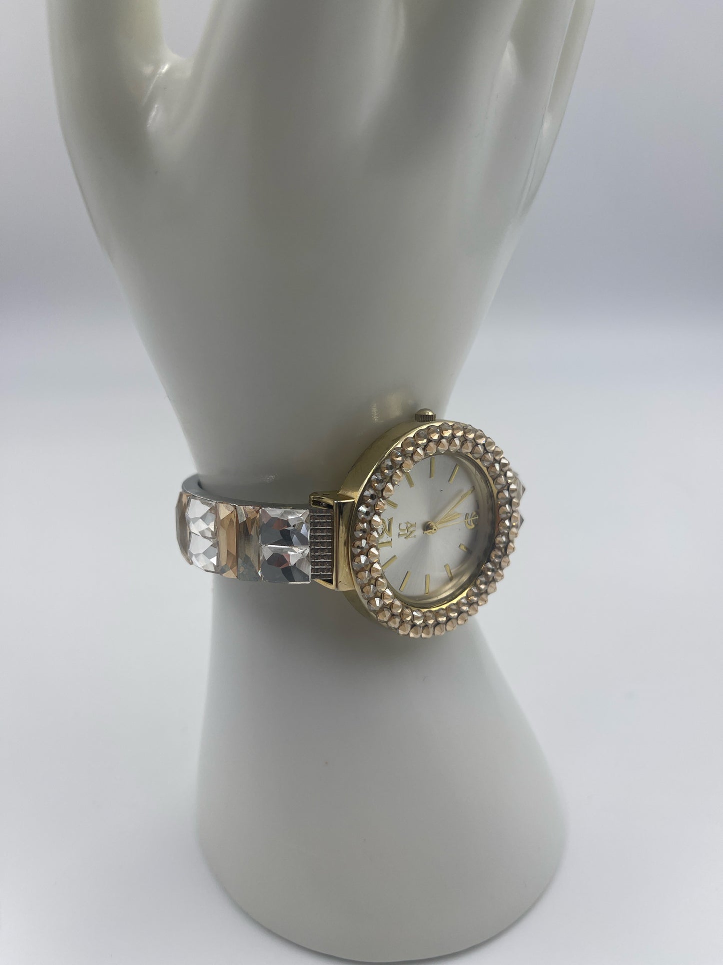 JIMMY CRYSTAL NEW YORK JEWELRY LILLIAN SILVER TONE WATCH