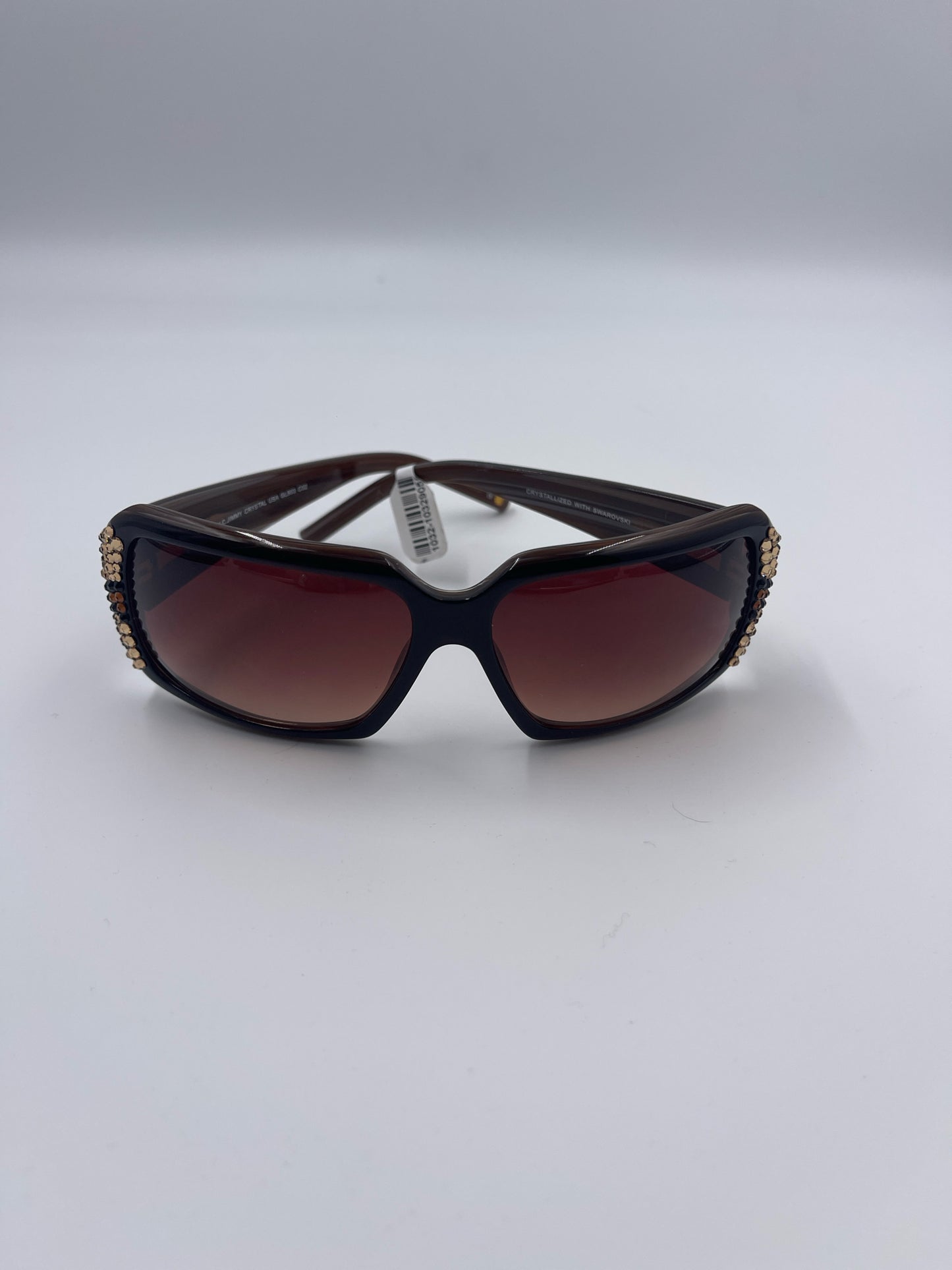 JIMMY CRYSTAL NEW YORK SUNGLASSES, BROWN AND BLACK