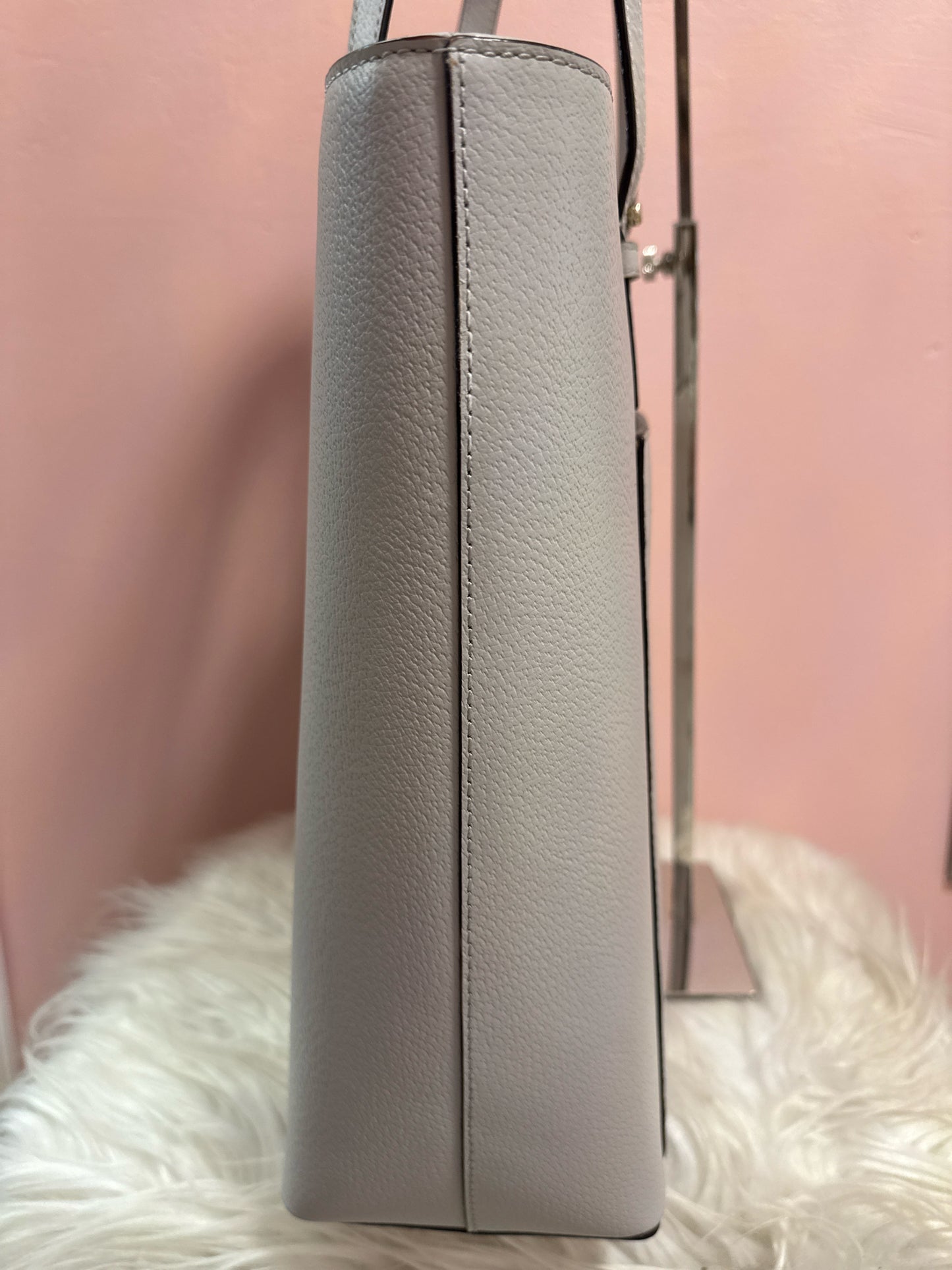 Kate Spade light gray zip top tote bag