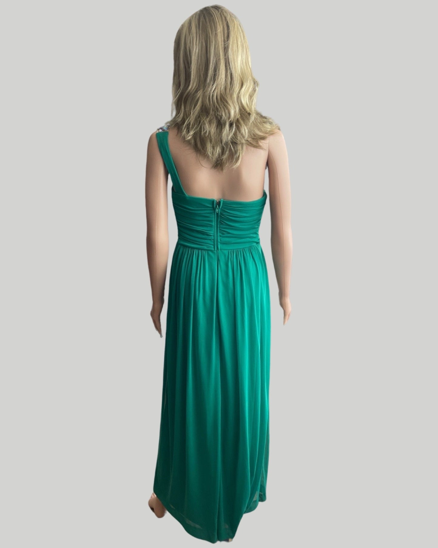 CITY STUDIO EMERALD GREEN NUDE ONE SHOULDER WITH RHINESTONE