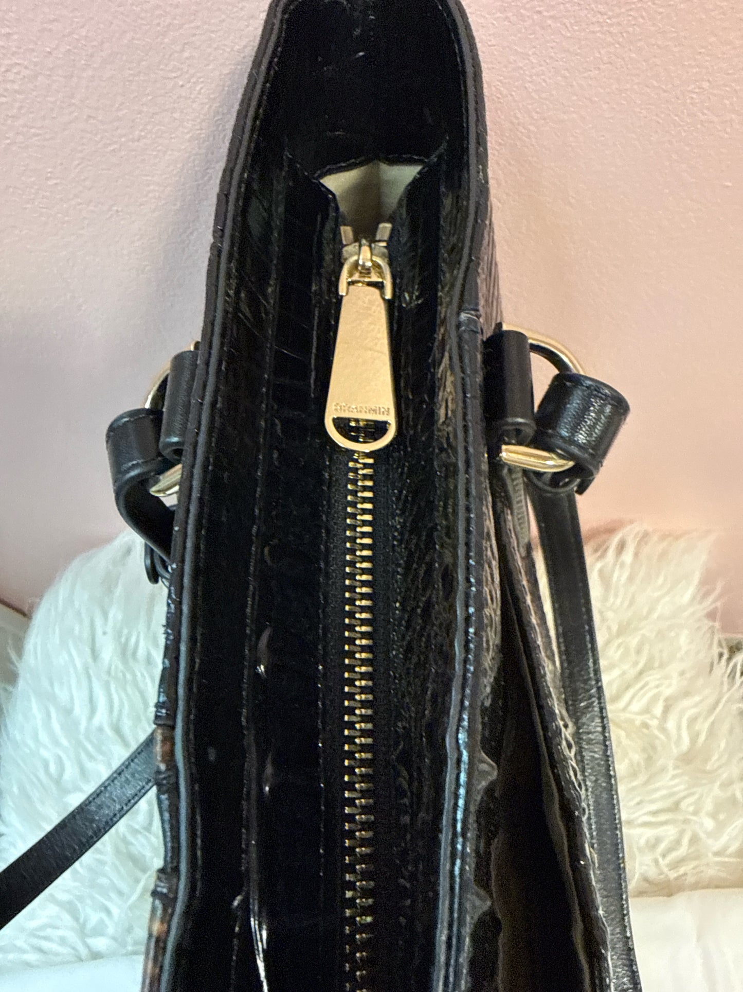 Brahmin Ezra Embossed Black Leather Tote