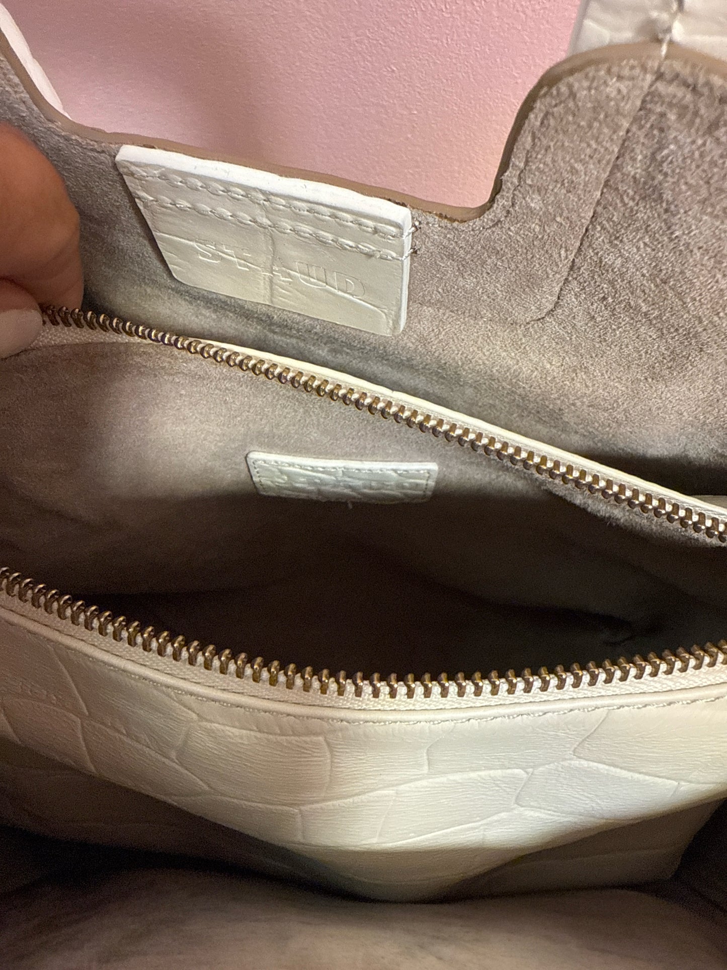 Staud embossed leather top handle bag