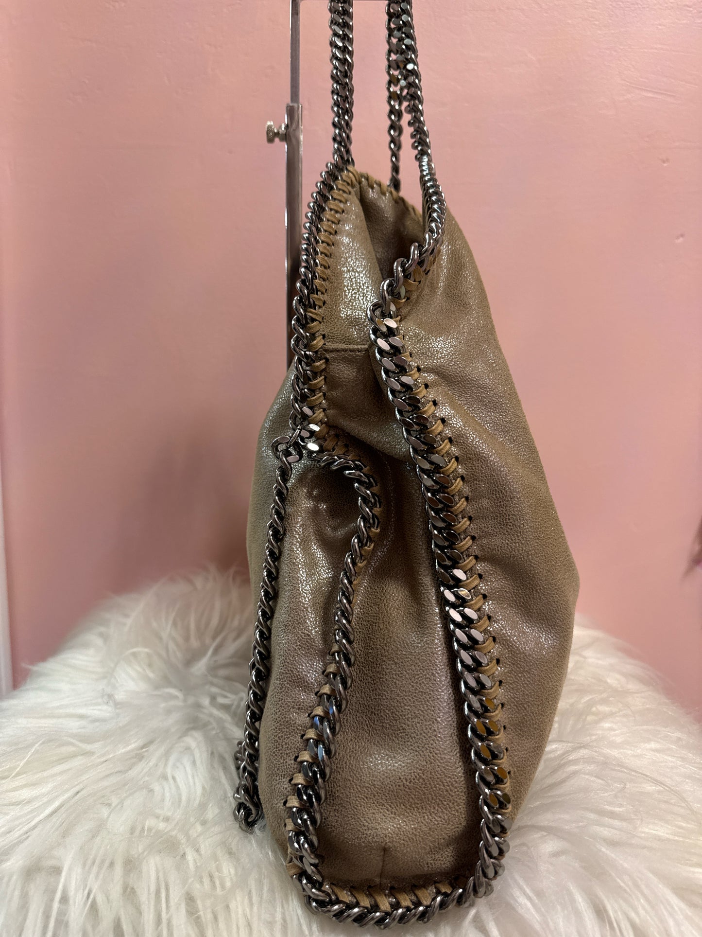 Stella McCartney taupe vegan suede shoulder bag