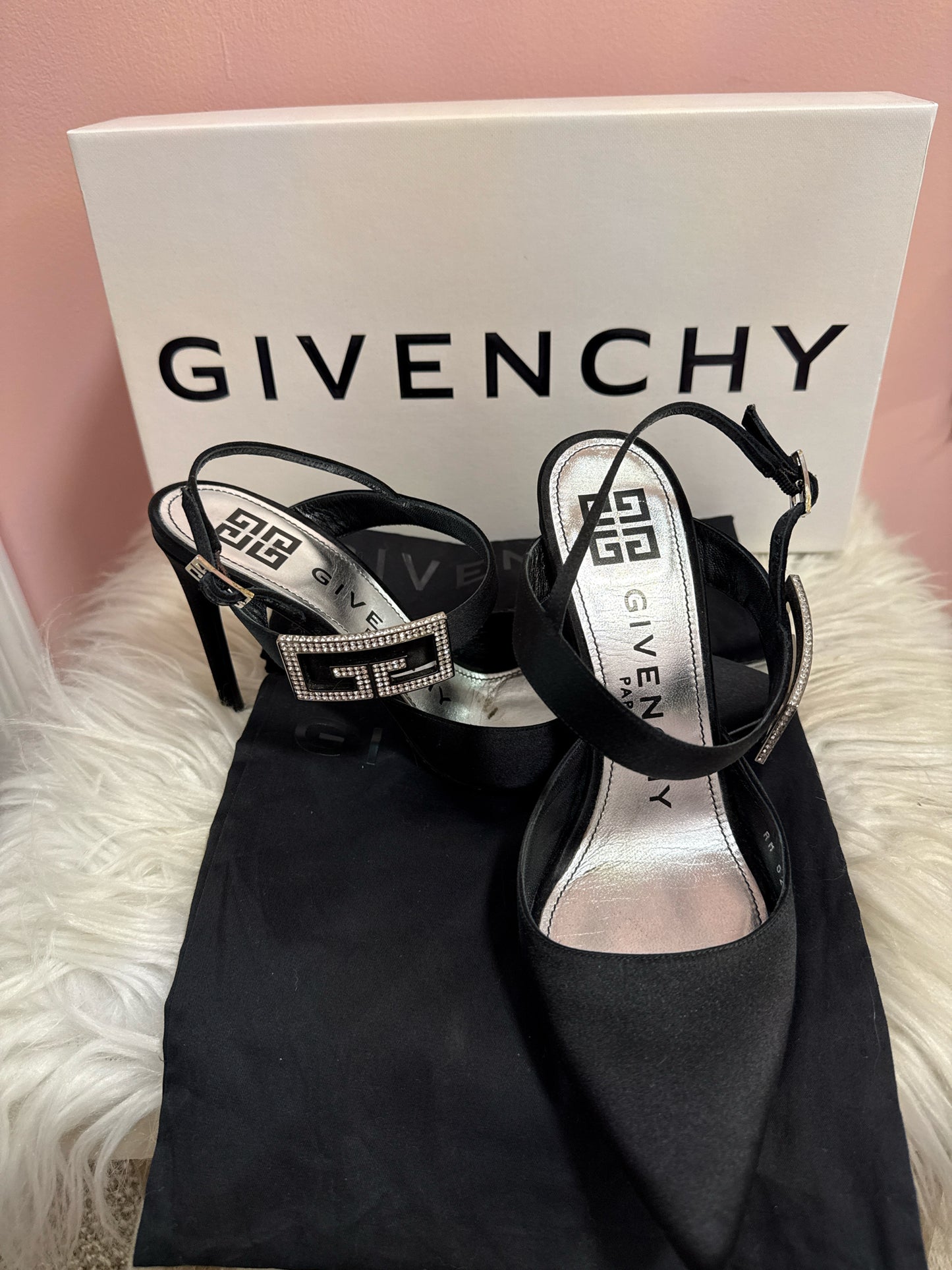 Givenchy Black Sling Back Pumps with Dust Bag and Box