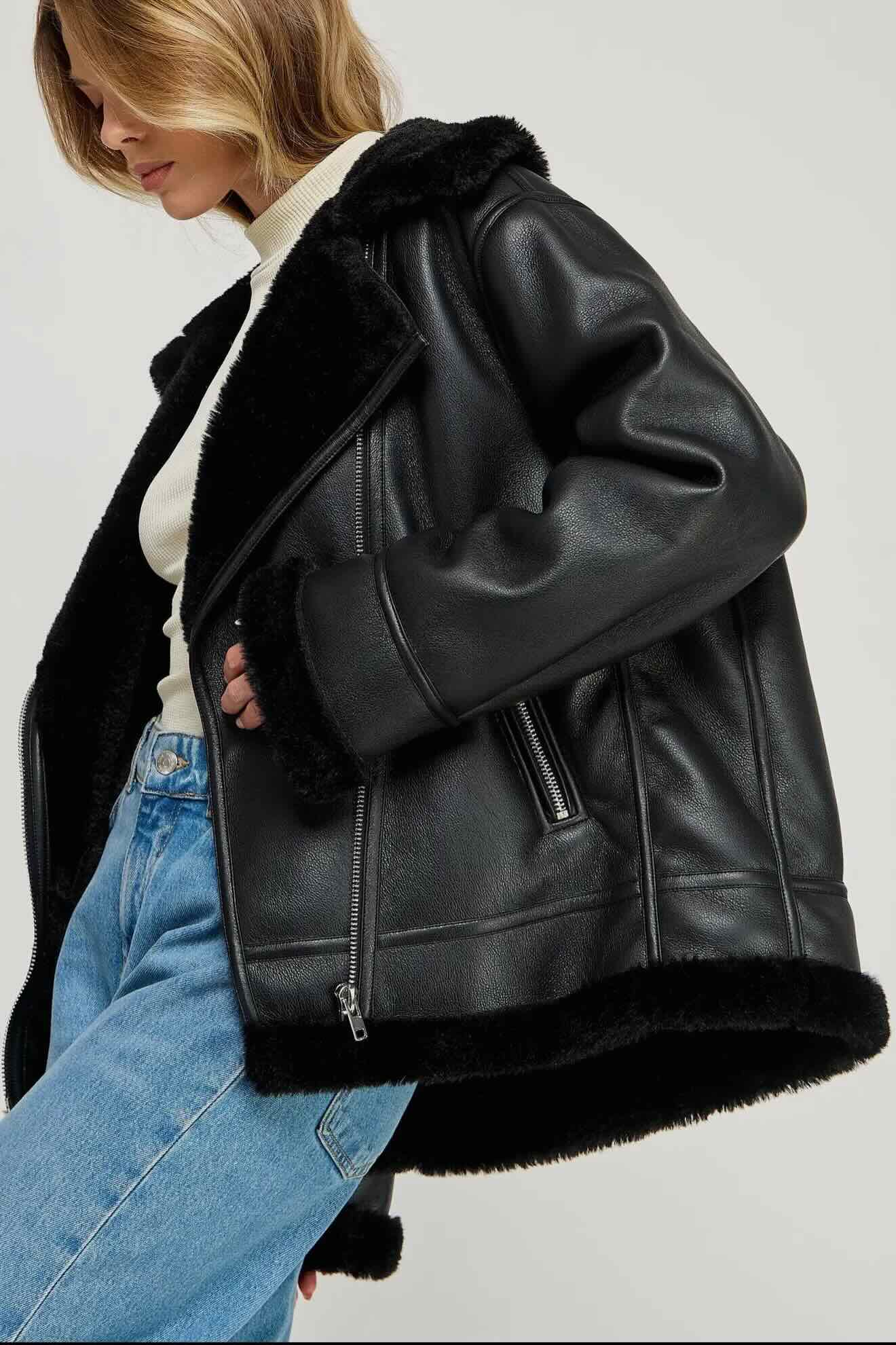 Liam Pilot Jacket - Oversized Shearling fur pu jacket