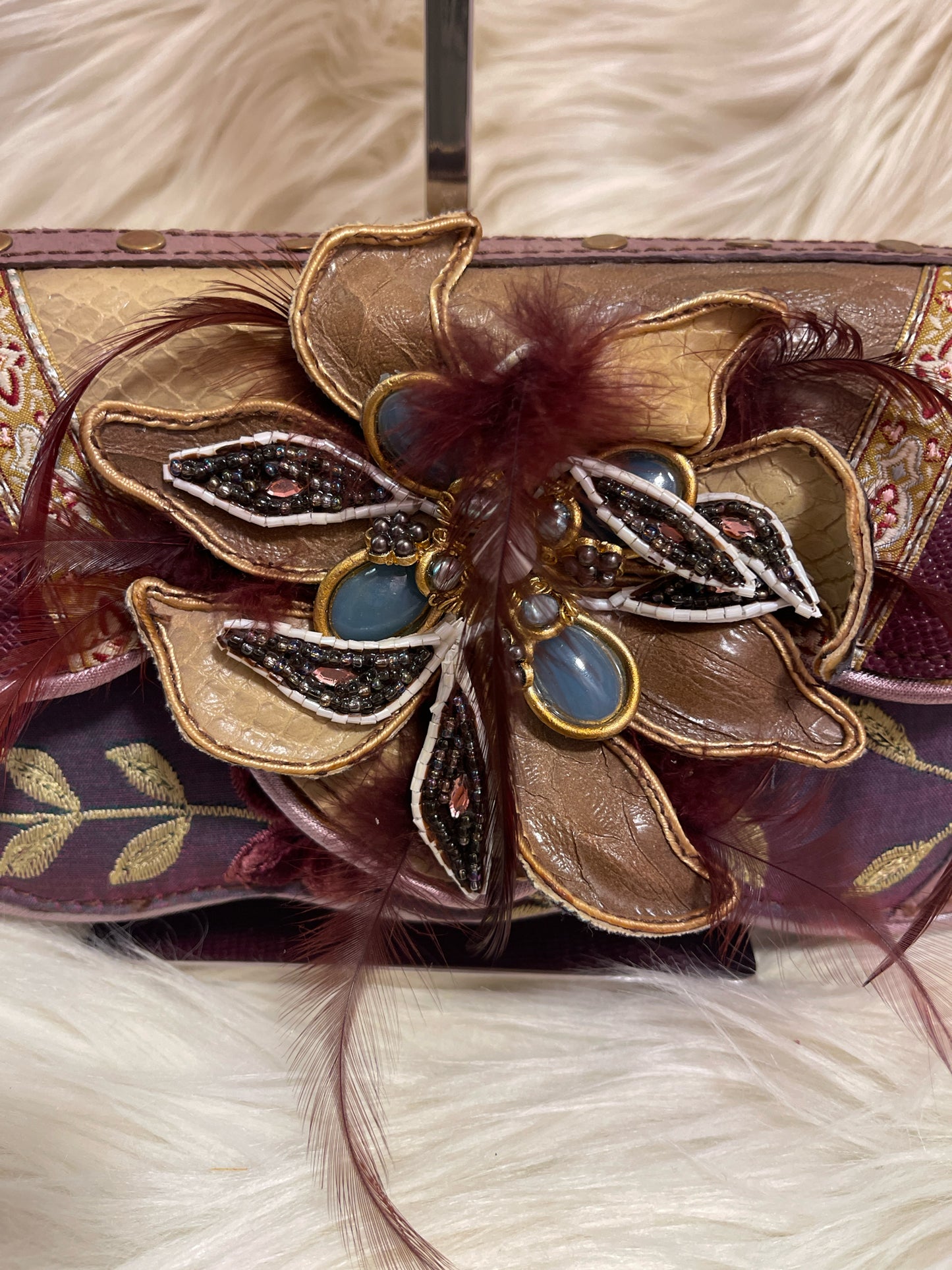 MARY FRANCES VICTORIAN MAGENTA SHOULDER BAG