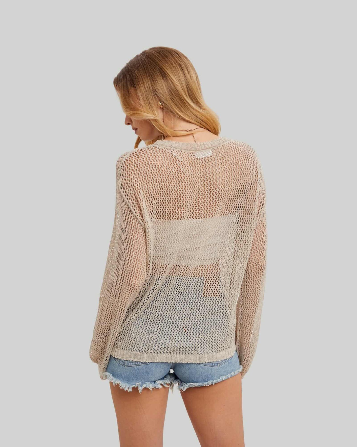 Sheer Star Open Knit Pullover No Lining