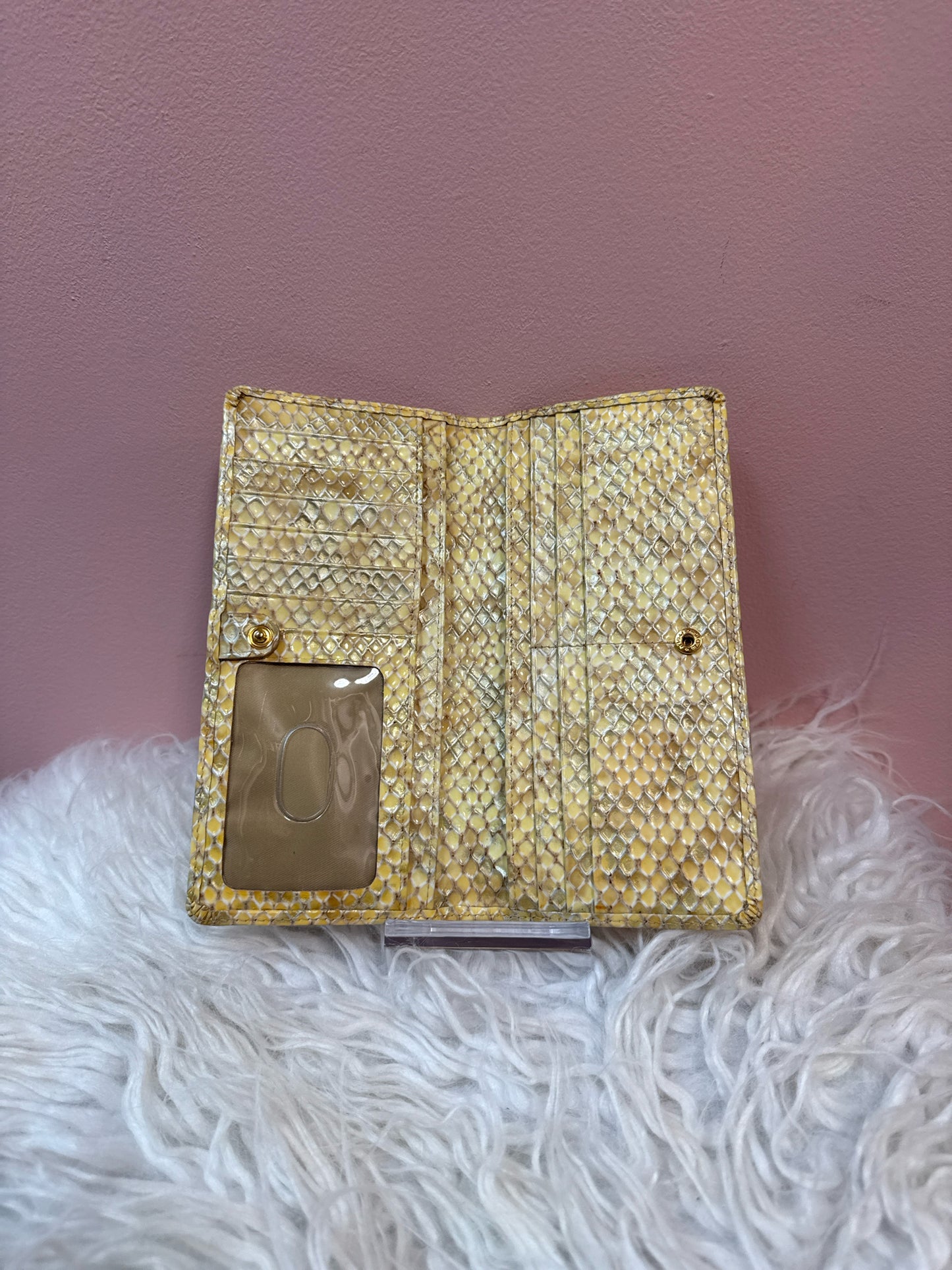 Brahmin Yellow Tone Snake Embossed Wallet