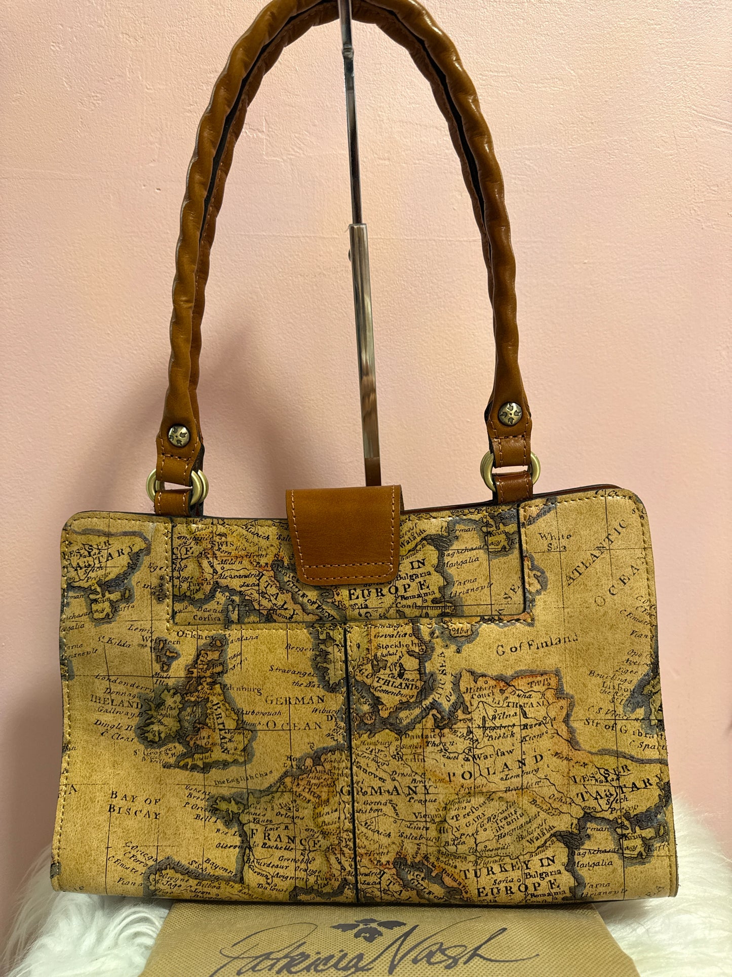Patricia Nash Rosina European map shoulder bag with dust bag
