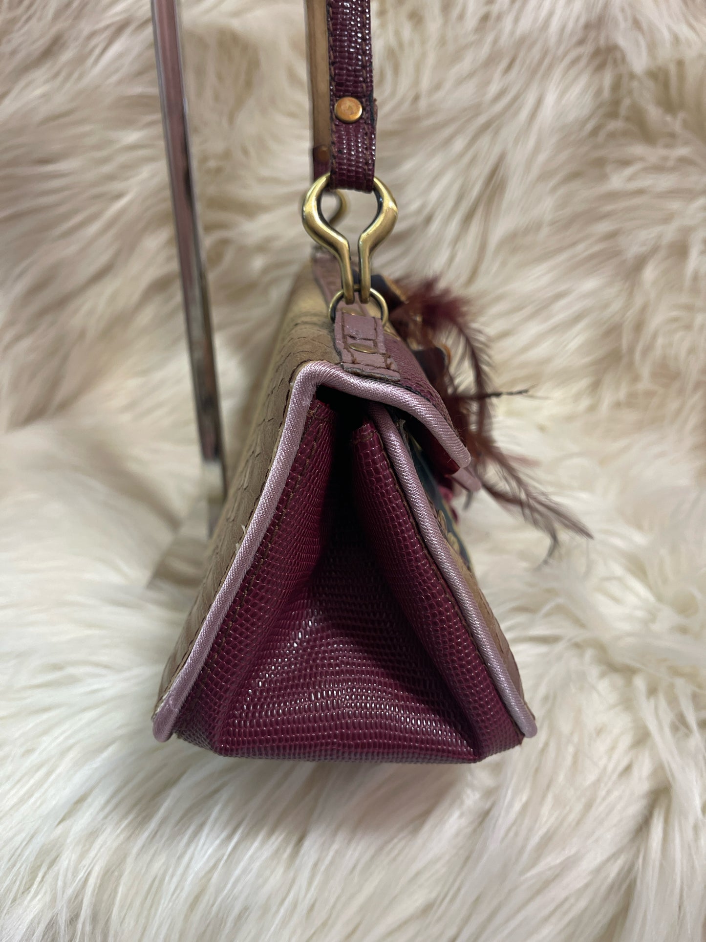 MARY FRANCES VICTORIAN MAGENTA SHOULDER BAG