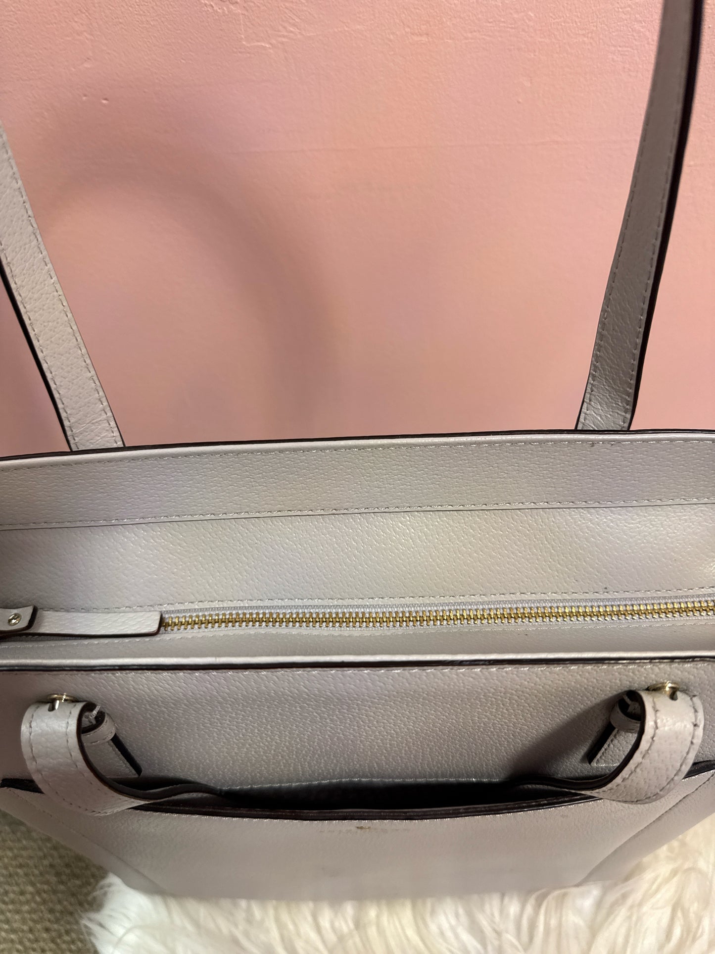 Kate Spade light gray zip top tote bag