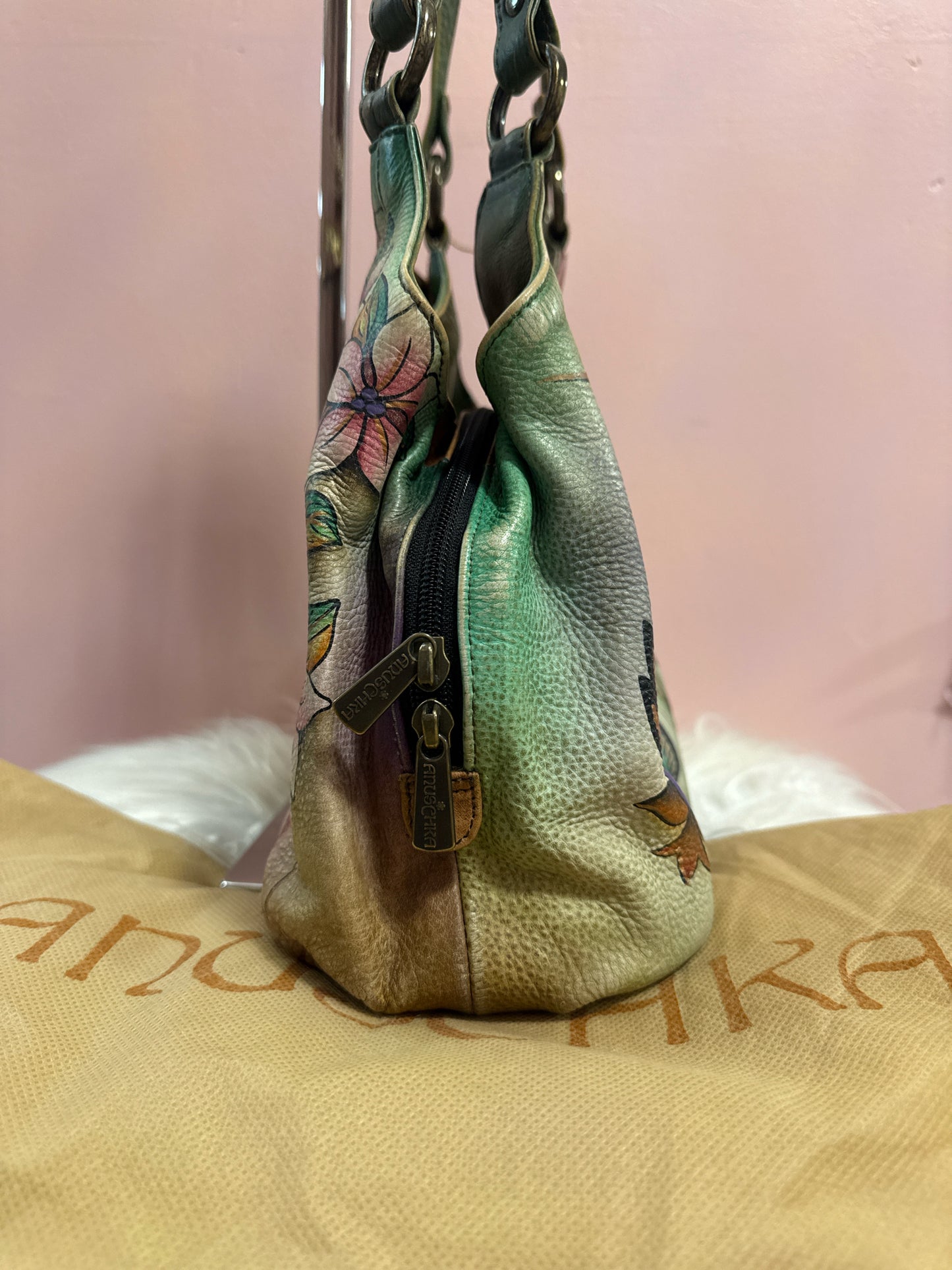 Anuschka paisley floral multi print bag NWT dust bag included