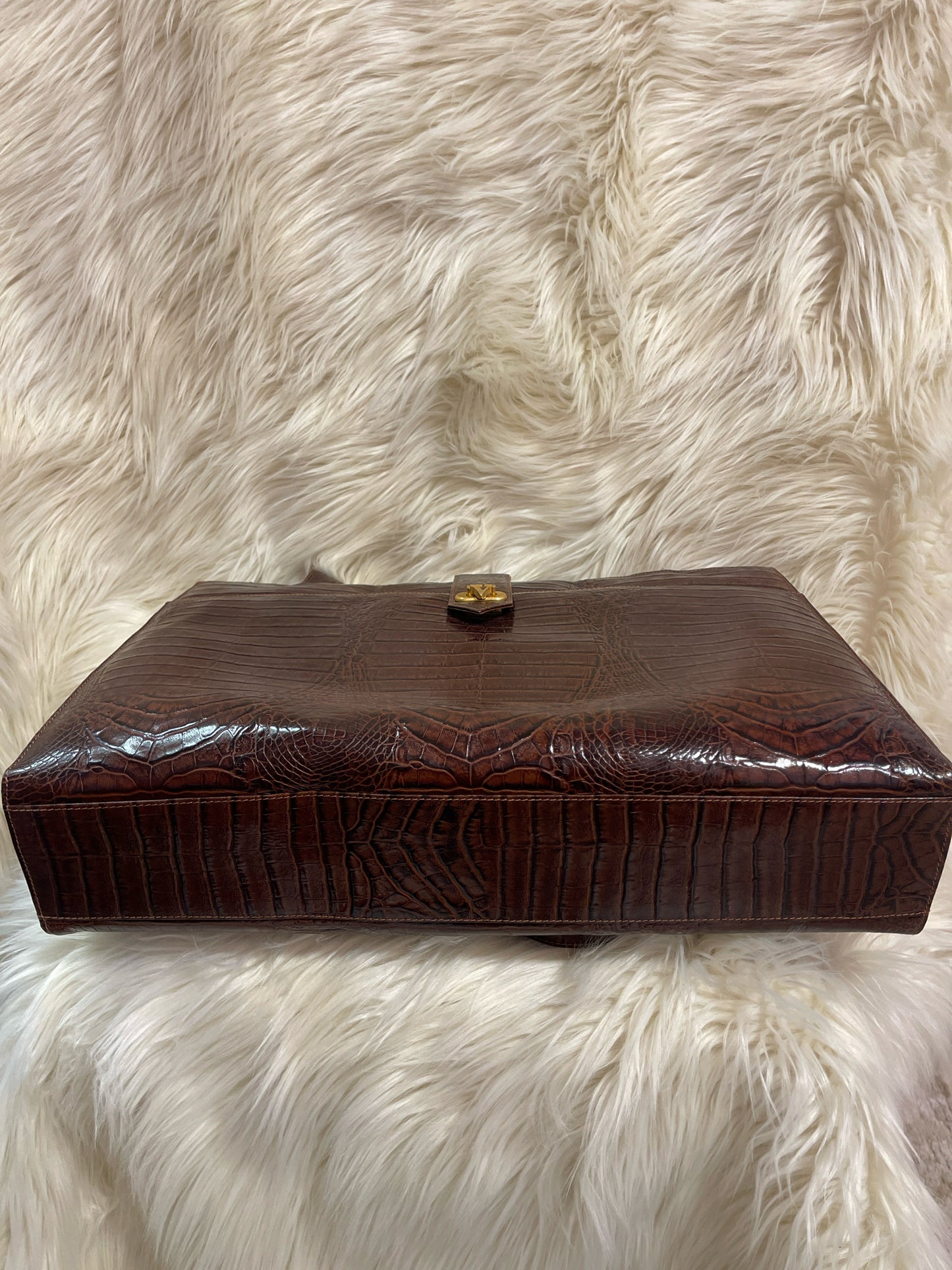 VALENTINO GARAVANI BROWN EMBOSSED TOTE