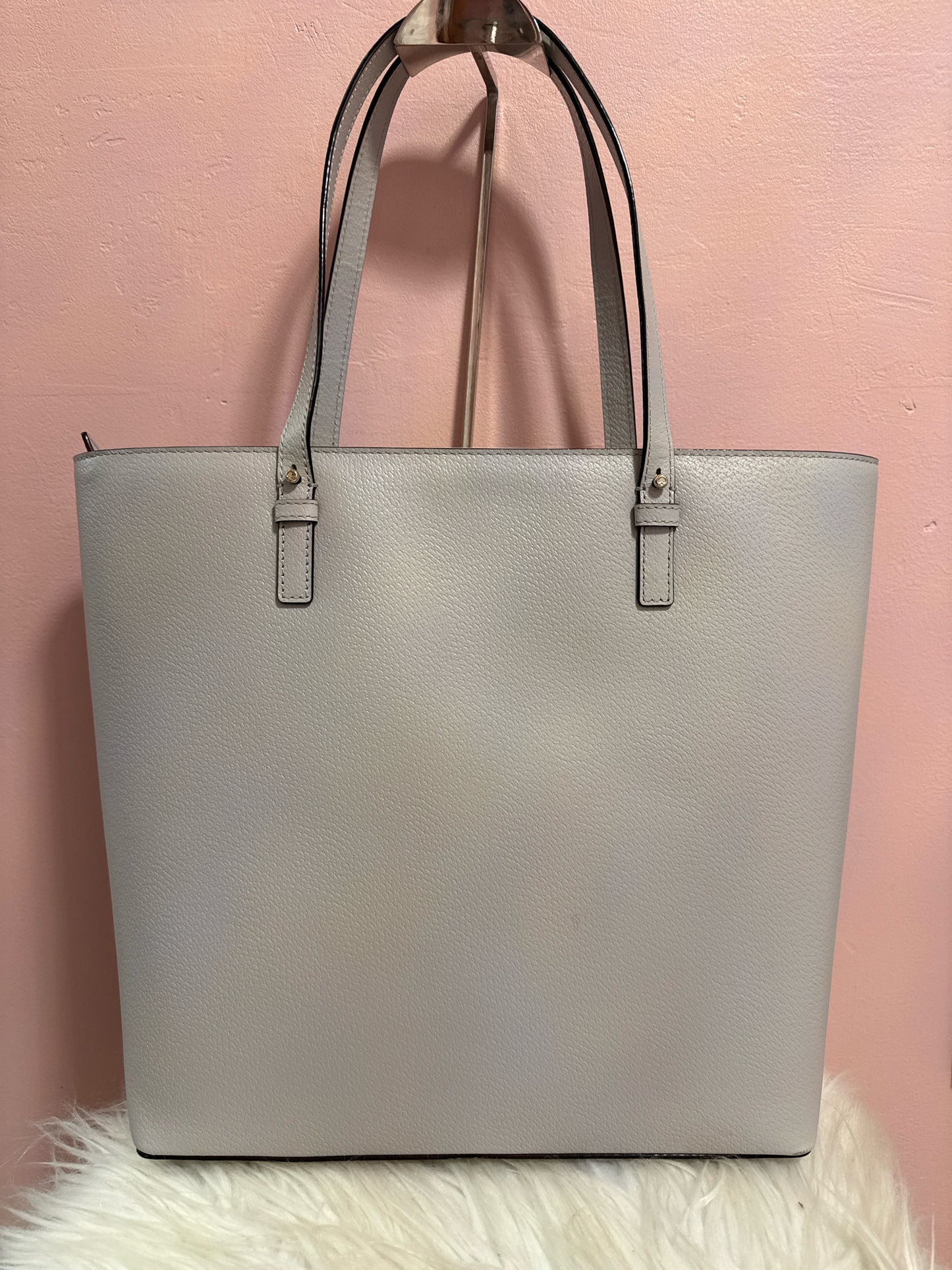 Kate Spade light gray zip top tote bag