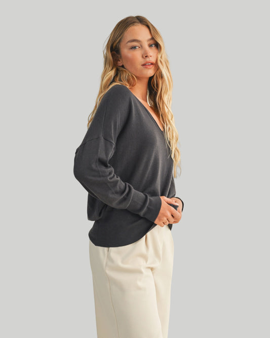 Graphite V-Neck Sweater