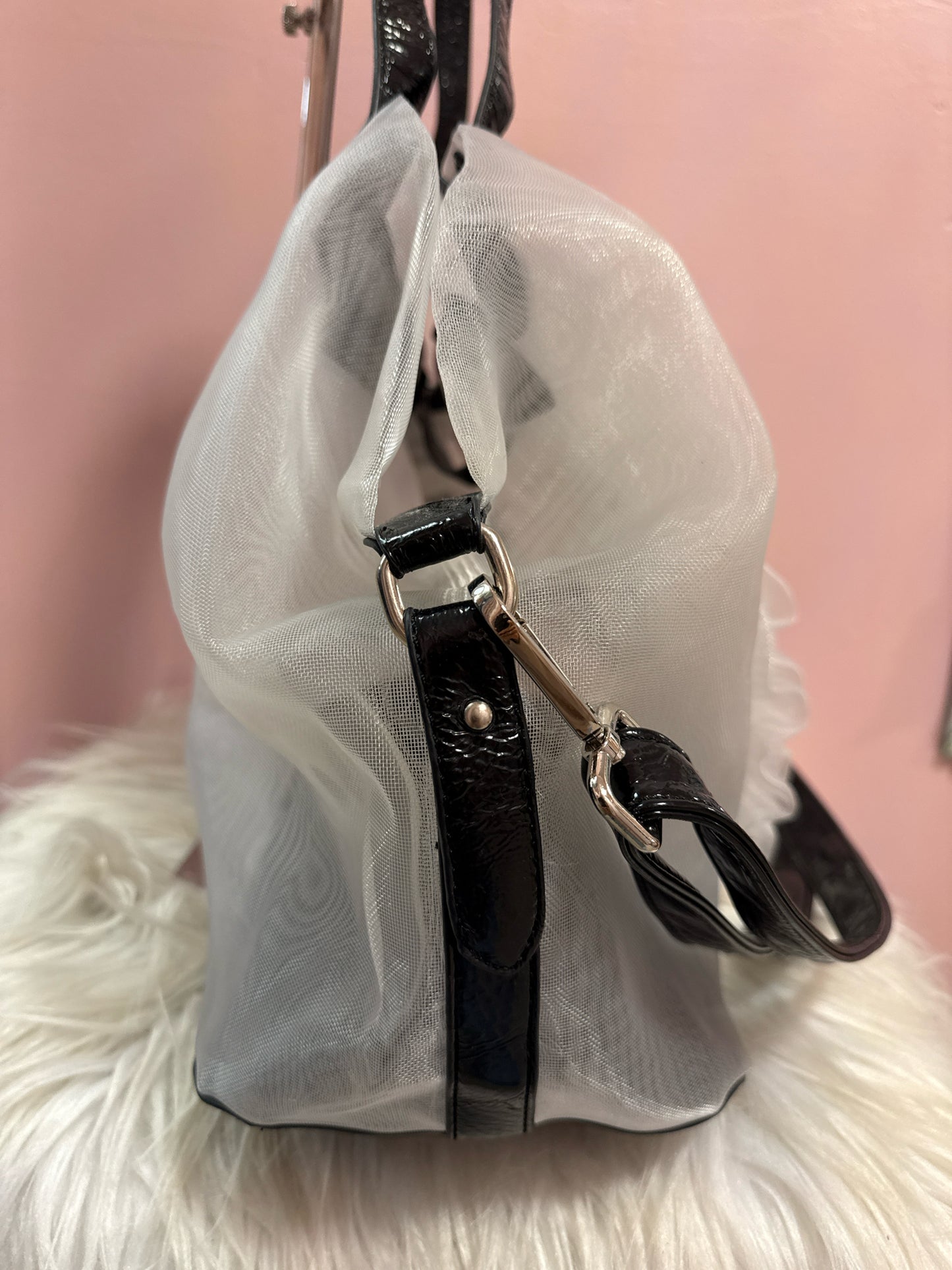 White mesh flower shoulder/handbag