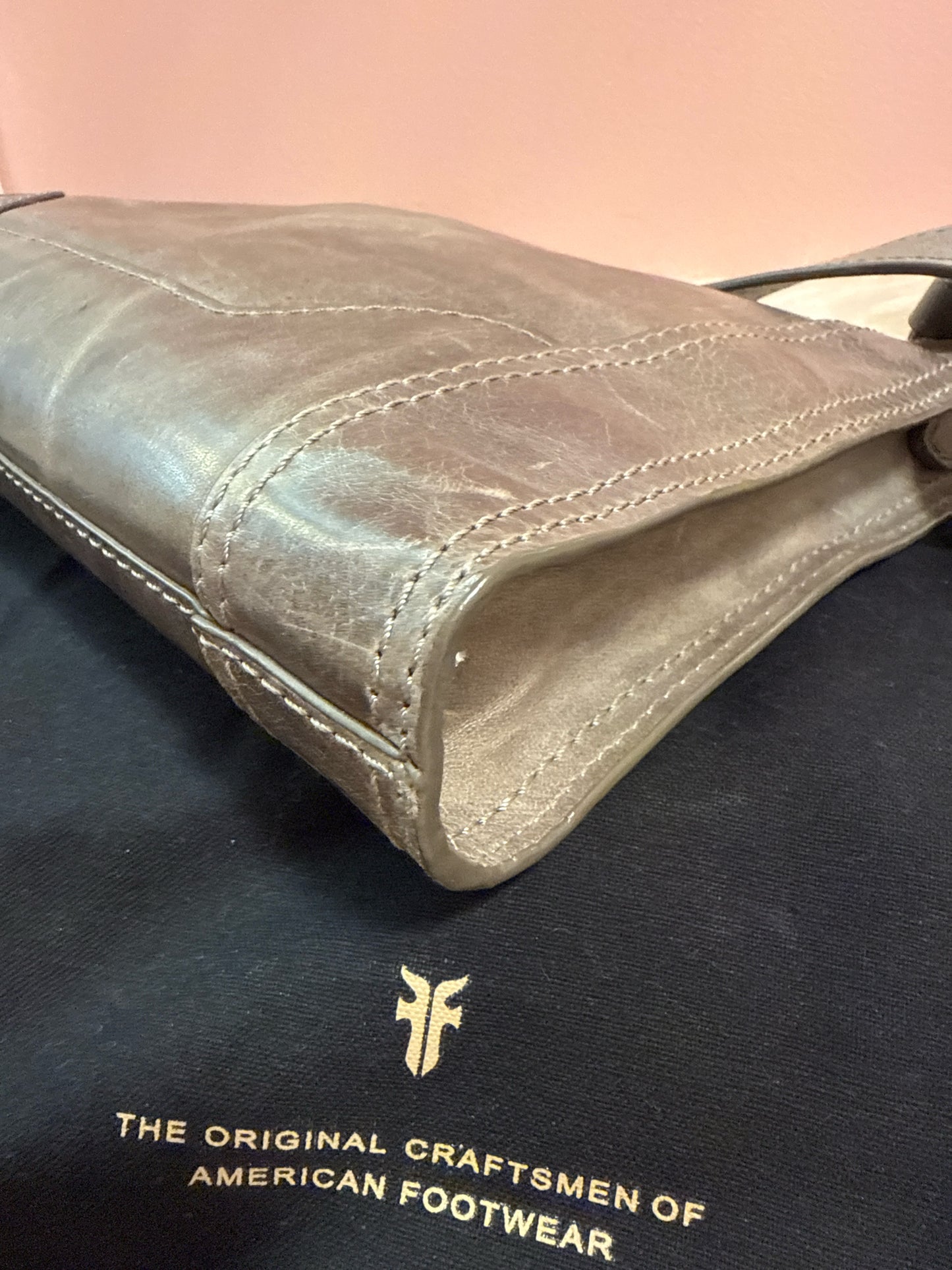 Frye antique carbon leather melissa zip crossbody bag