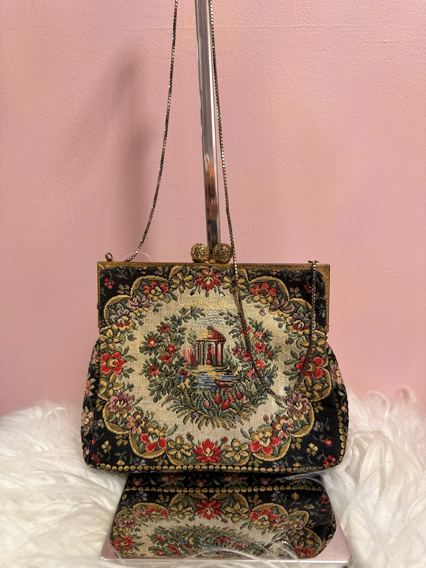 Petit Point embroidery vintage evening bag