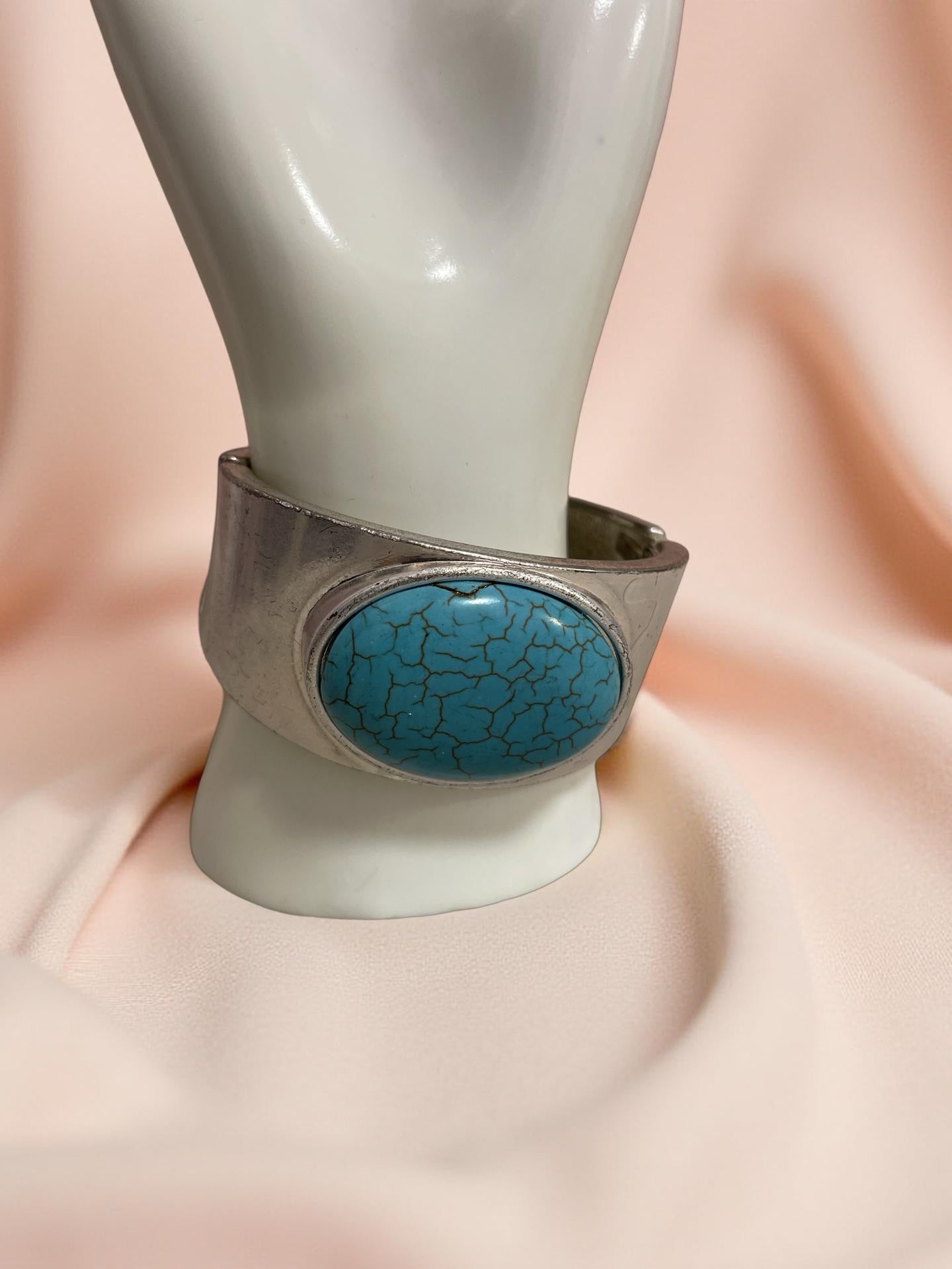 SILVER AND TURQUOISE CUFF BRACELET