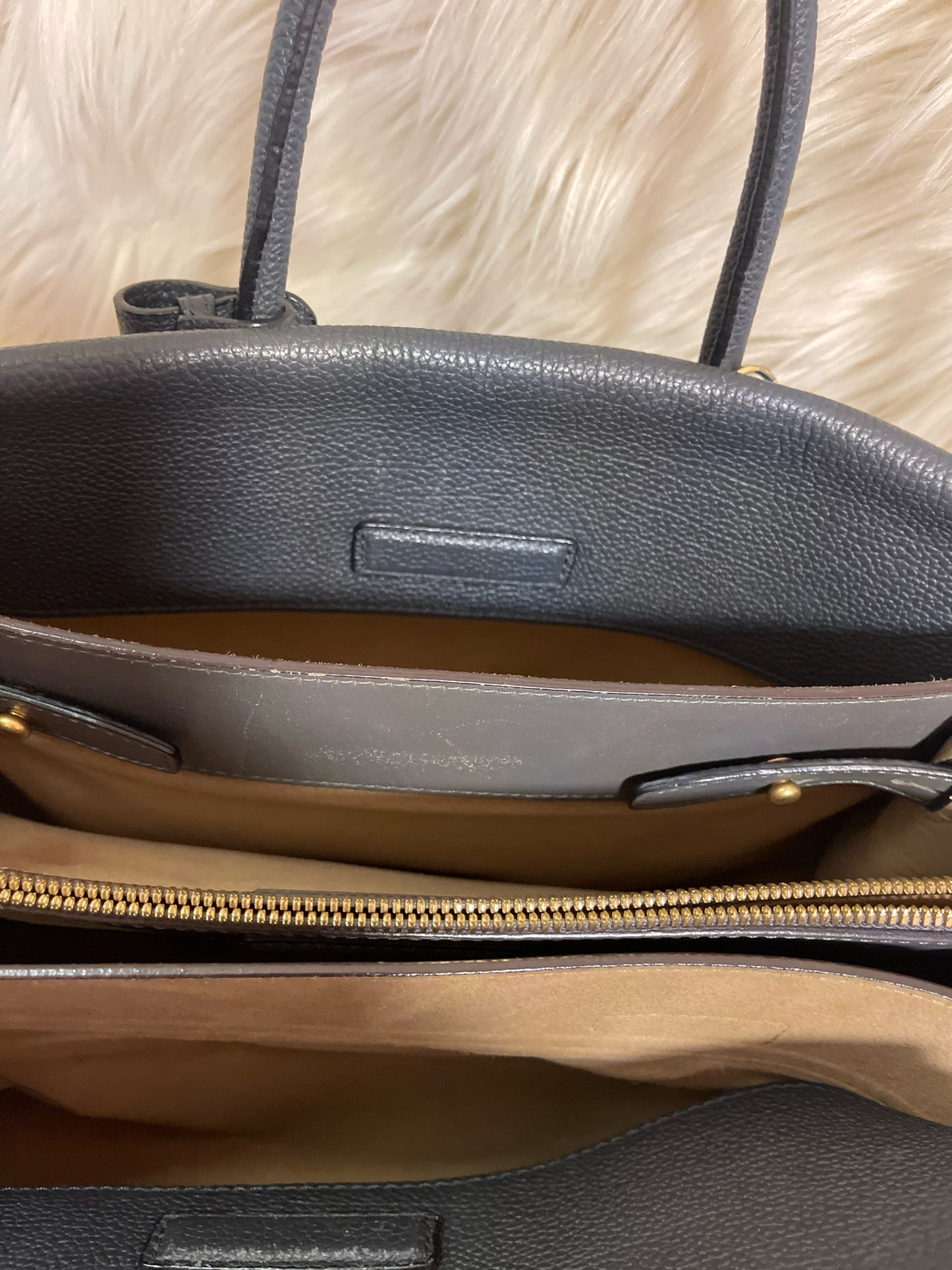 MCM BLUE PEBBLE LEATHER MILLA TOTE BAG WITH LONG STRAP