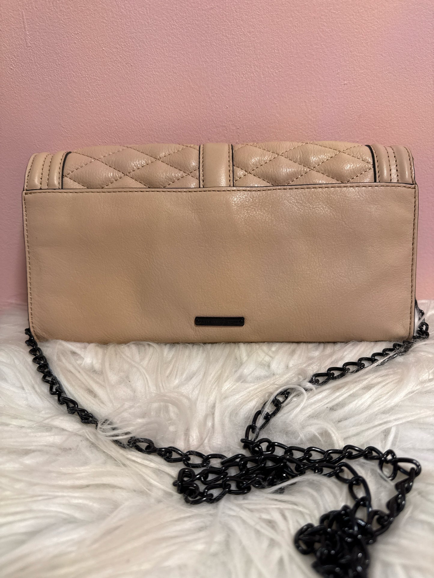 REBECCA MINKOFF BLUSH QUILTED CROSSBODY BLACK CHAIN