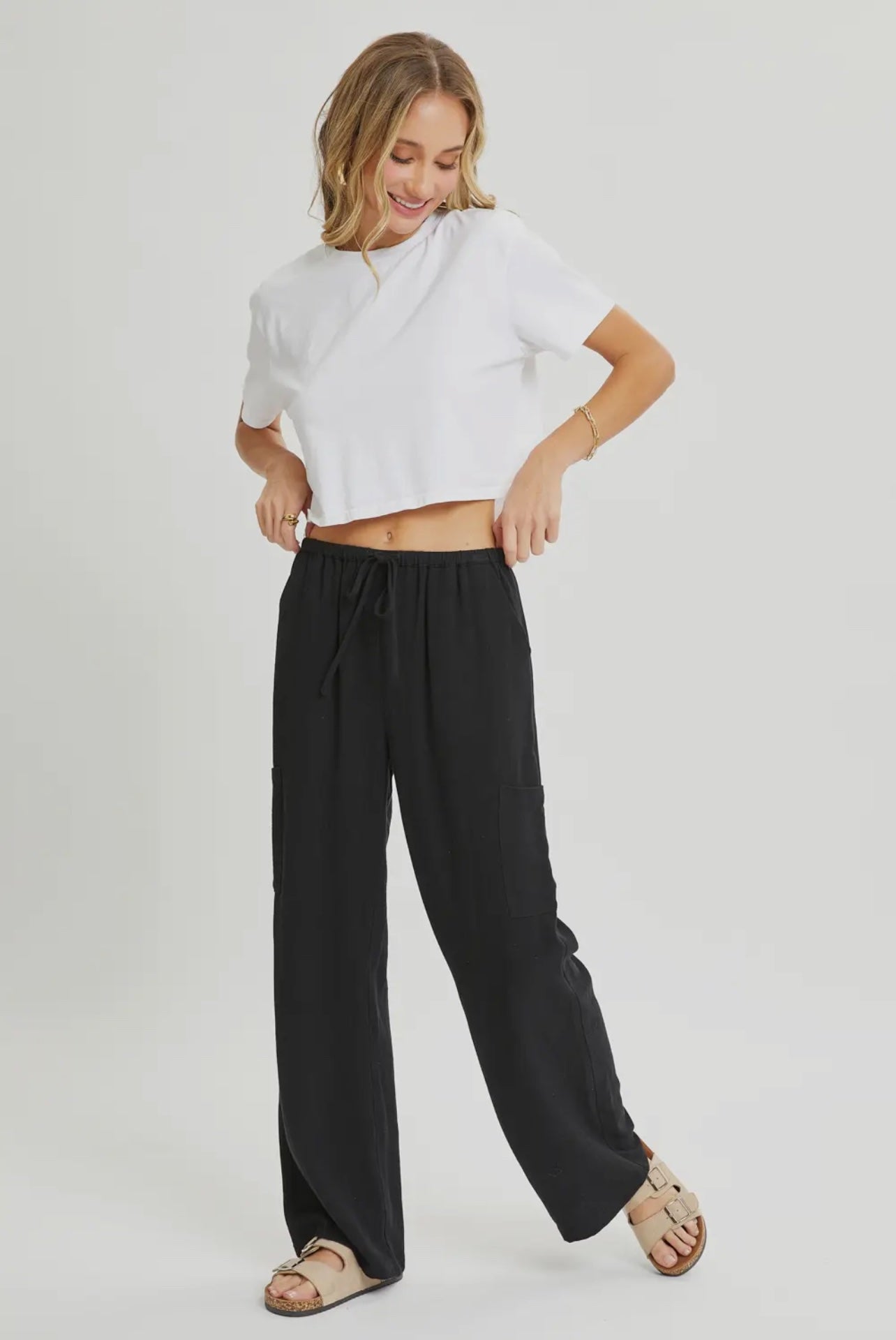 LINEN BLEND PULL ON PANTS more colors available